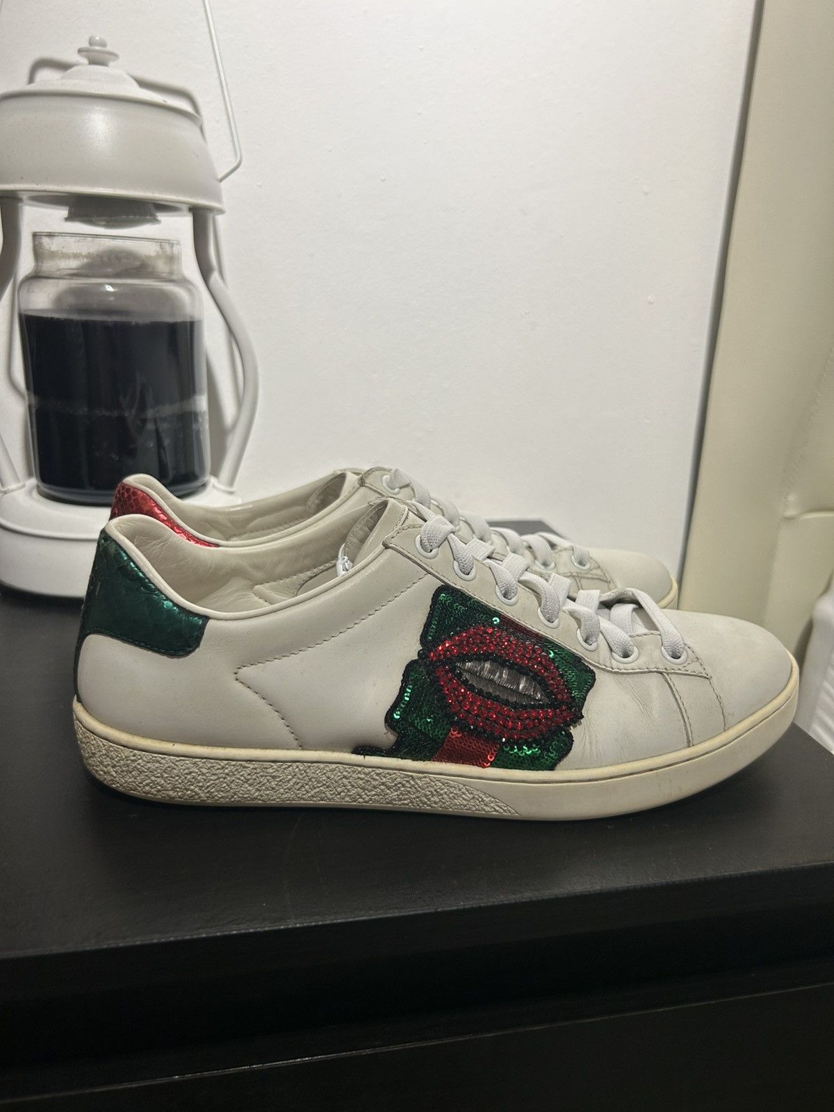 Gucci Gucci Ace Sequins and Crystal Lips Sneakers Size US 8 / IT 38 - 3 Thumbnail