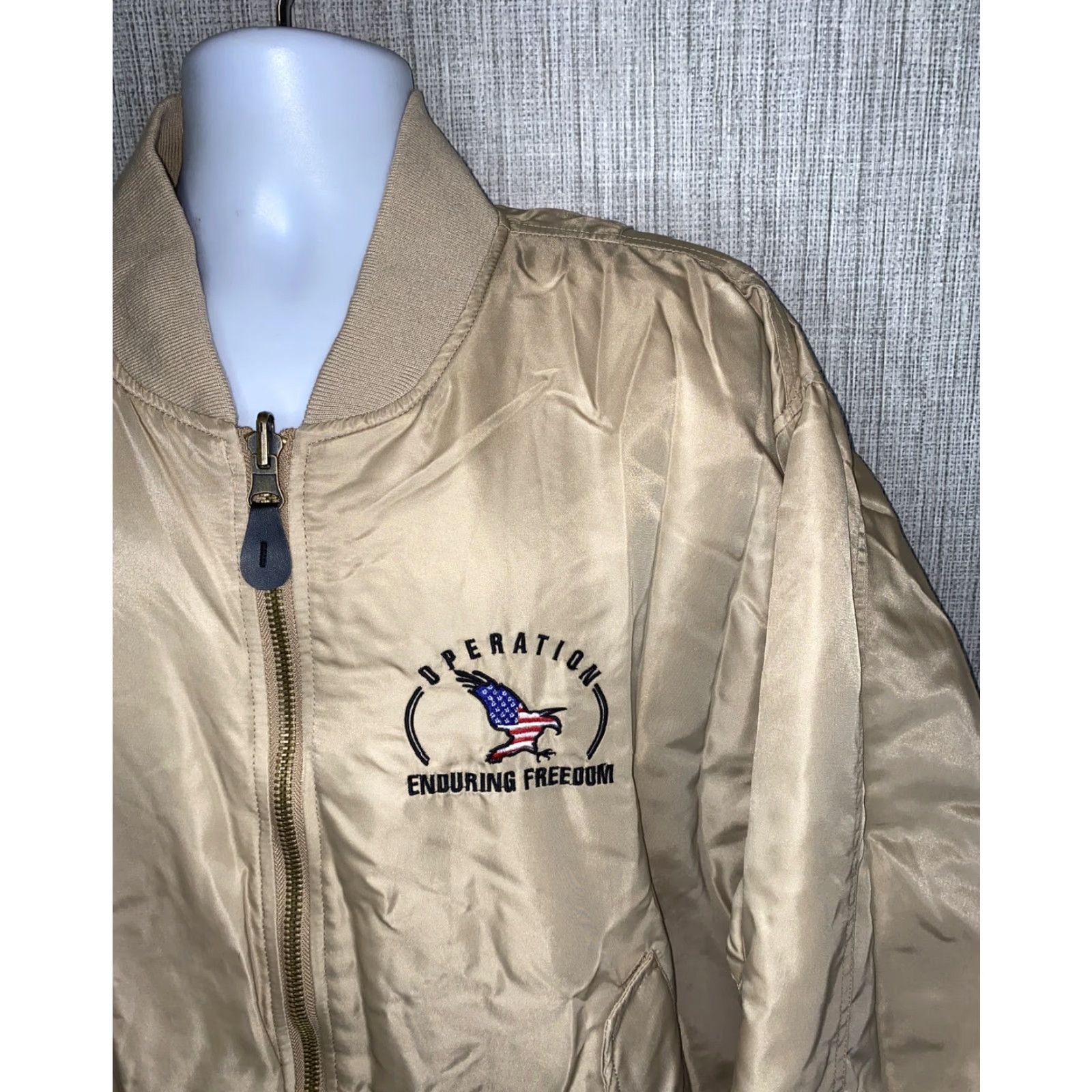 Vintage Army Suppliers Jacket Mens Bomber Jacket Full Zip XL Beige Army Size US XL / EU 56 / 4 - 3 Thumbnail