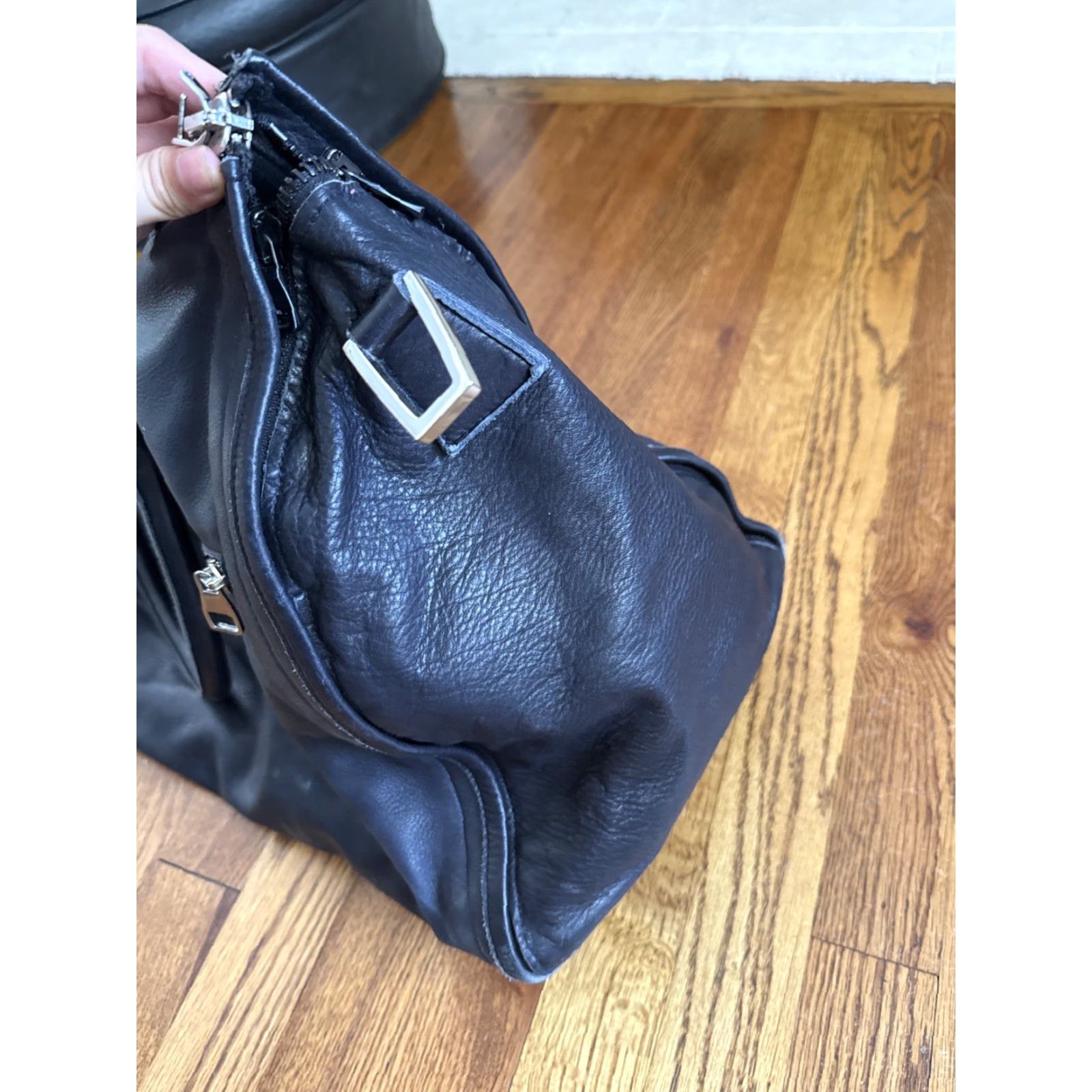 Vintage MUSIKA FRERE Handcrafted Leather Duffle Bag Men Black Leather Duffle Bag Size ONE SIZE - 5 Thumbnail