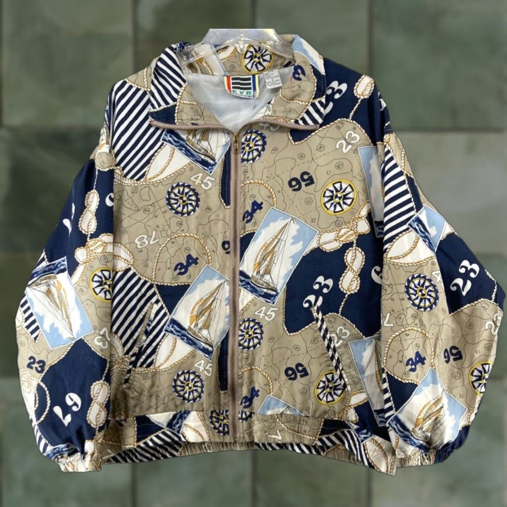 Nautica EVR Womens Jacket L Tan Nautical Vintage Silk Size L / US 10 / IT 46 - 1 Thumbnail