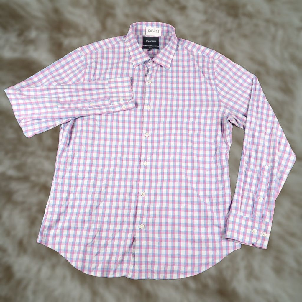 Bonobos Bonobos Shirt Mens Large Blue Pink Plaid Casual Button Up Long Sleeve Size US L / EU 52-54 / 3 - 1 Thumbnail