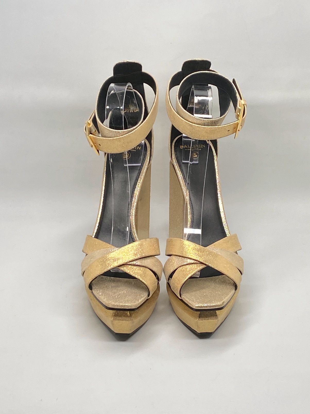 Balmain Balmain Ava Metallic Leather Platform Sandals size 39 Size US 9 / IT 39 - 4 Thumbnail