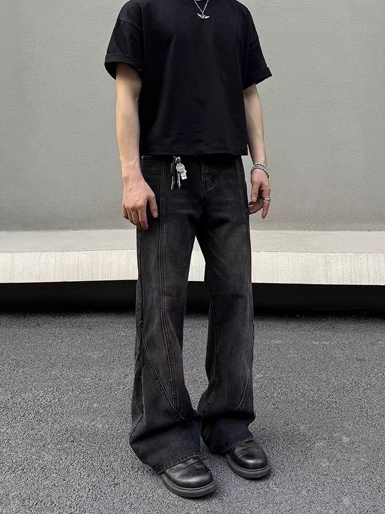 Japanese Brand × Jean Washed Black High Street Straight Leg Micro Flare Jeans Size US 32 / EU 48 - 2 Thumbnail