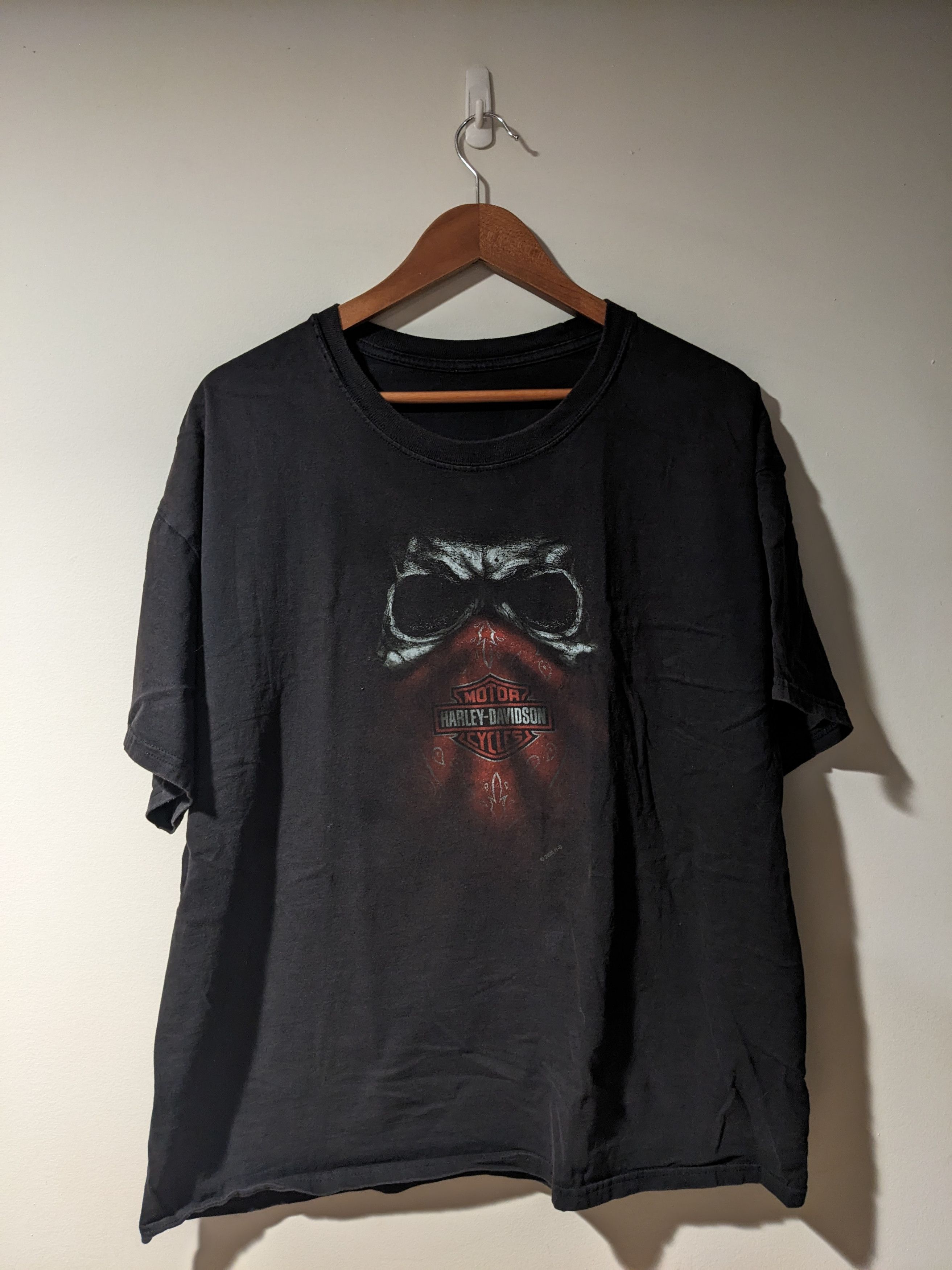 Harley Davidson × Vintage Harley Davidson Motorcycle Bike Week Bandana Skull T-Shirt Size US XL / EU 56 / 4 - 1 Thumbnail