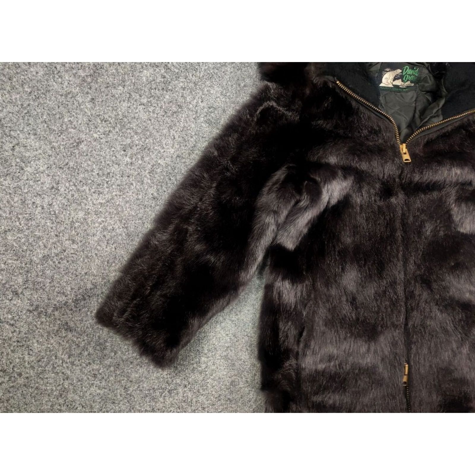 Vintage Vintage David Green Alaska Fur Coat Zip Jacket - Black 80s Designer Wool? Size S / US 4 / IT 40 - 6 Thumbnail