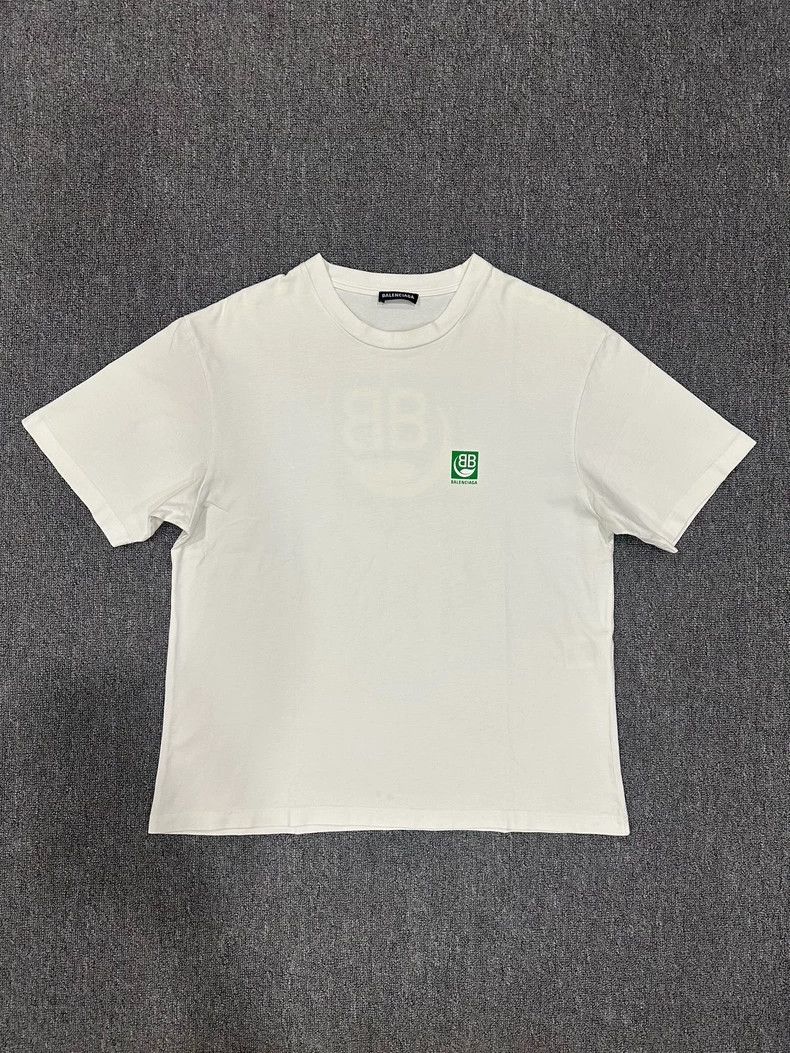 Balenciaga White Green Eco-Friendly Short Sleeve Size M