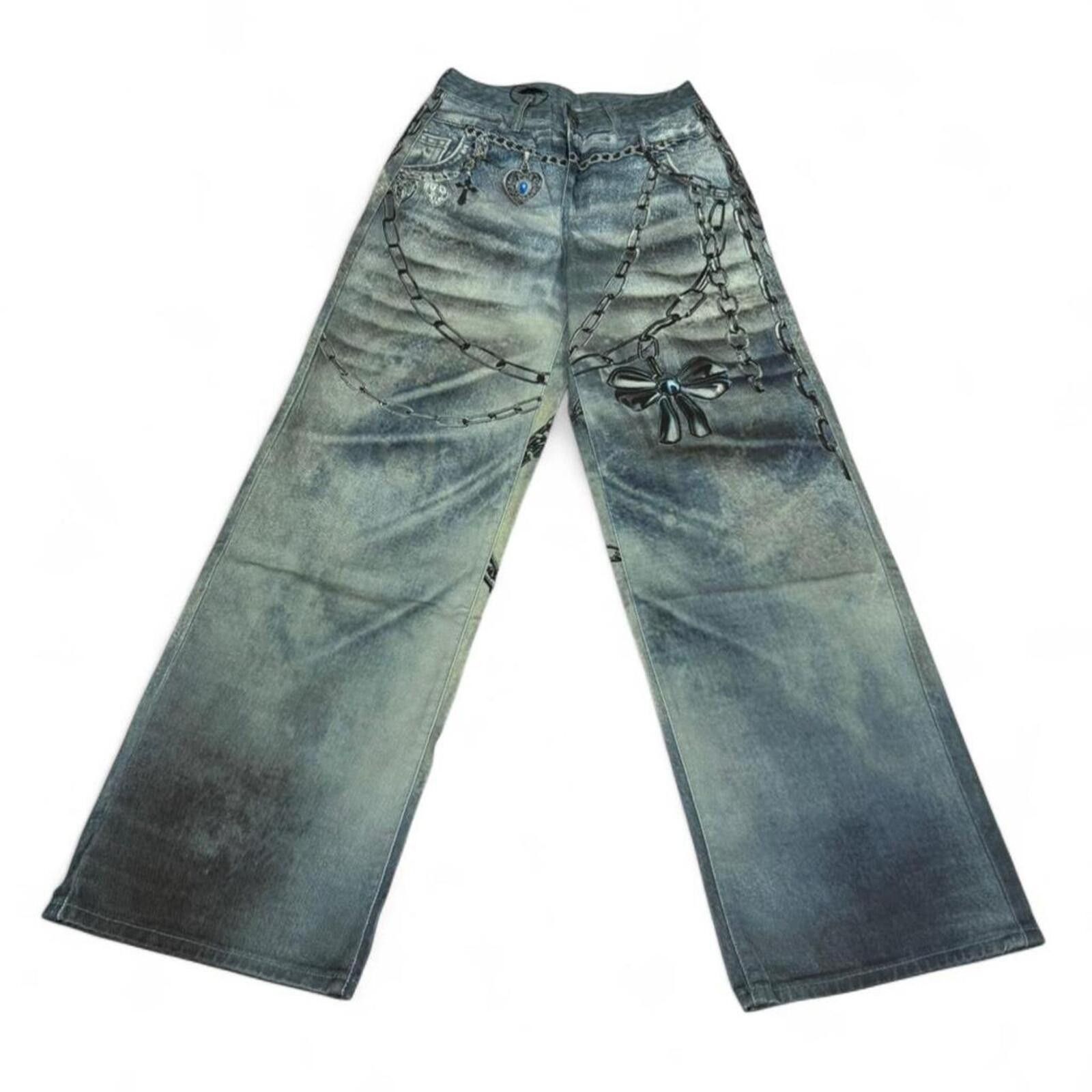 True Religion Blue denim with chain details and heart charm print design Size 28" / US 6 / IT 42 - 2 Thumbnail