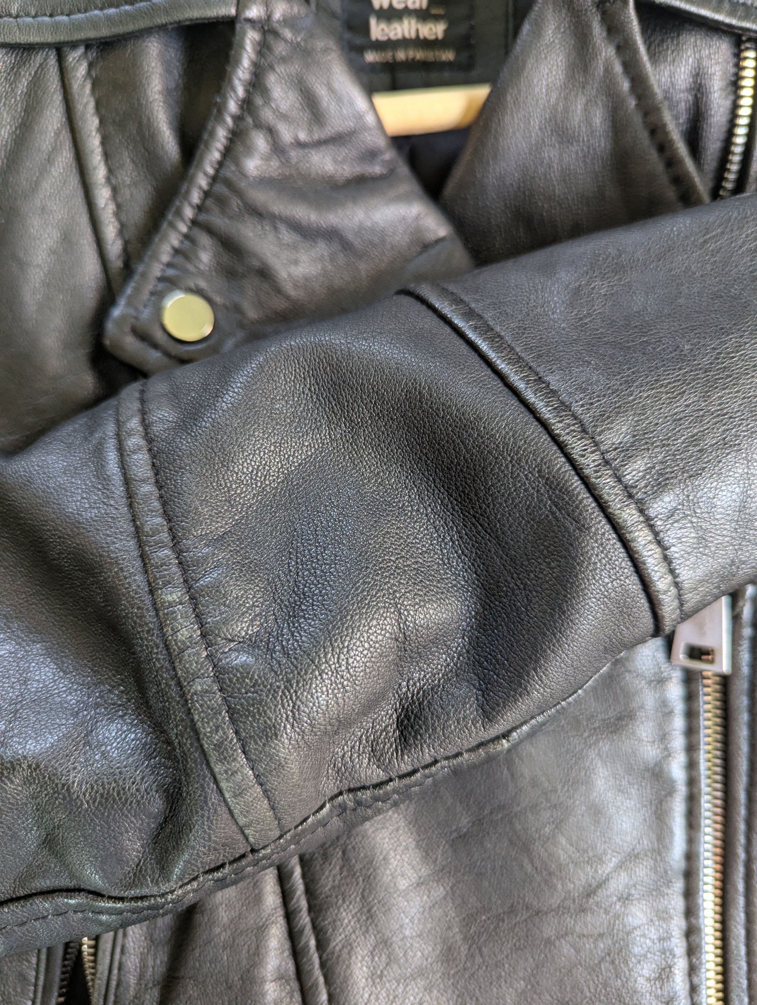 Zara Genuine Black Leather Moto/Biker Jacket