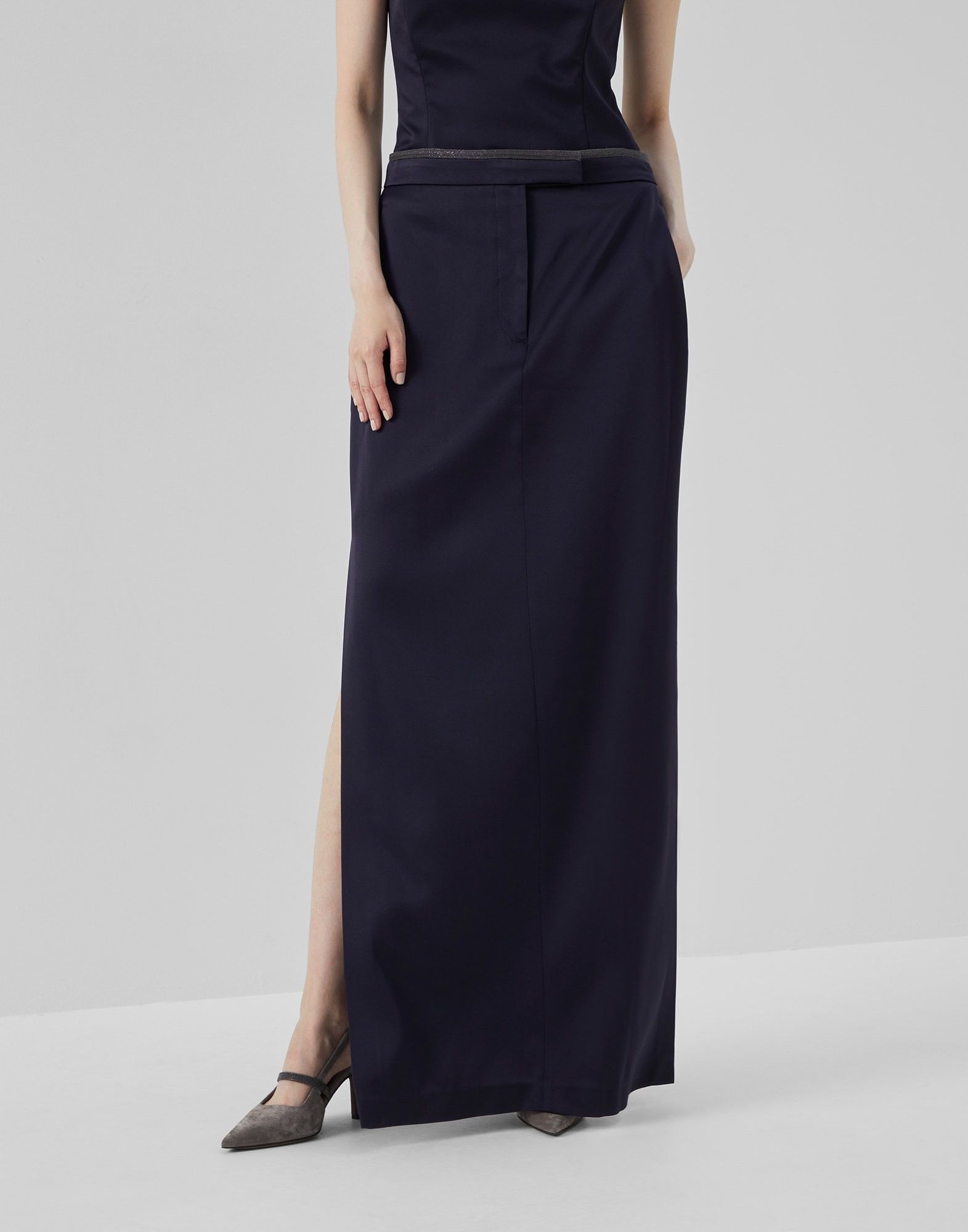 Brunello Cucinelli o1la1rc1a0325 Maxi Skirt in Navy Size 28" / US 6 / IT 42 - 1 Thumbnail