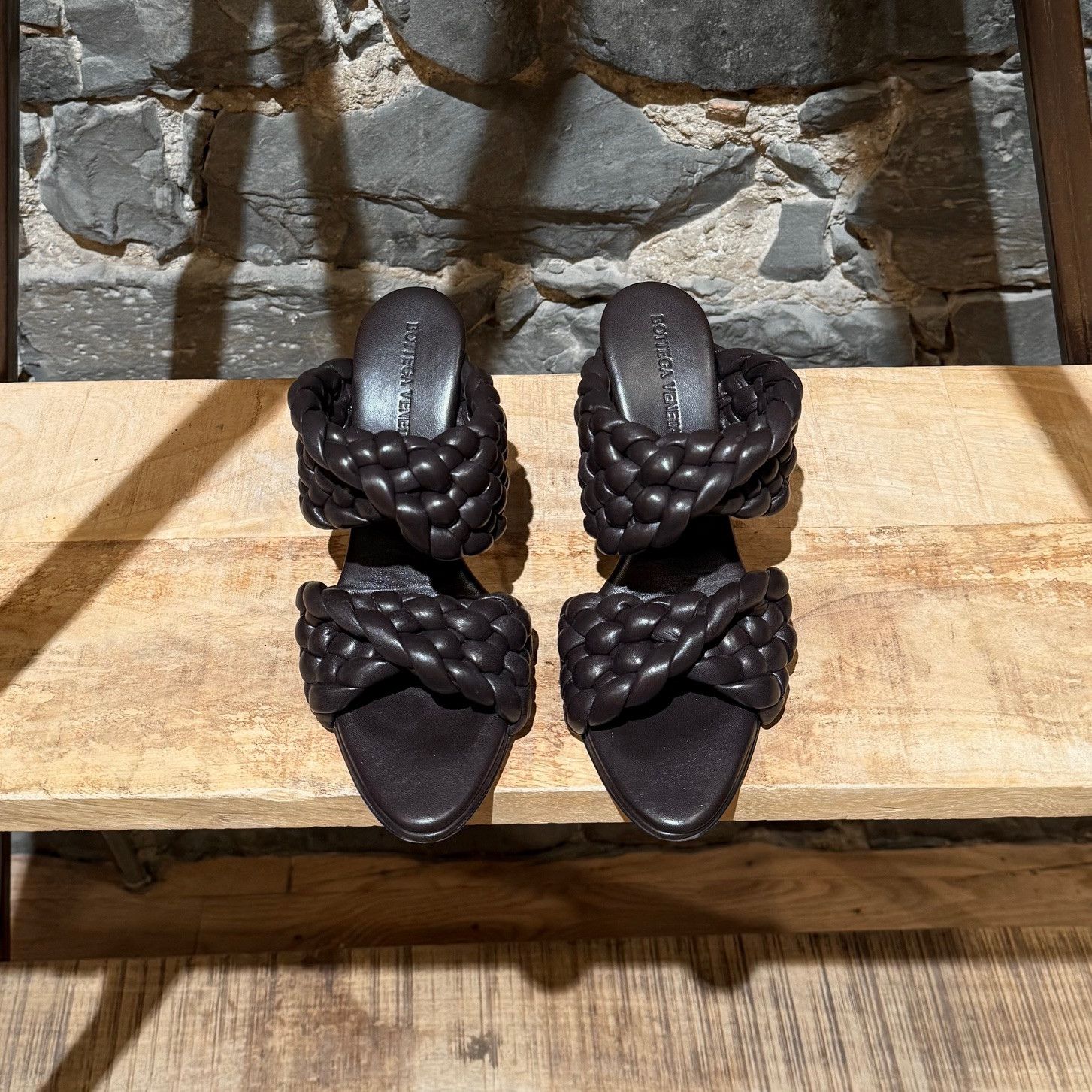 Bottega Veneta Bottega Veneta Brown Leather Woven The Curve Heeled Sandals Size US 6 / IT 36 - 2 Thumbnail