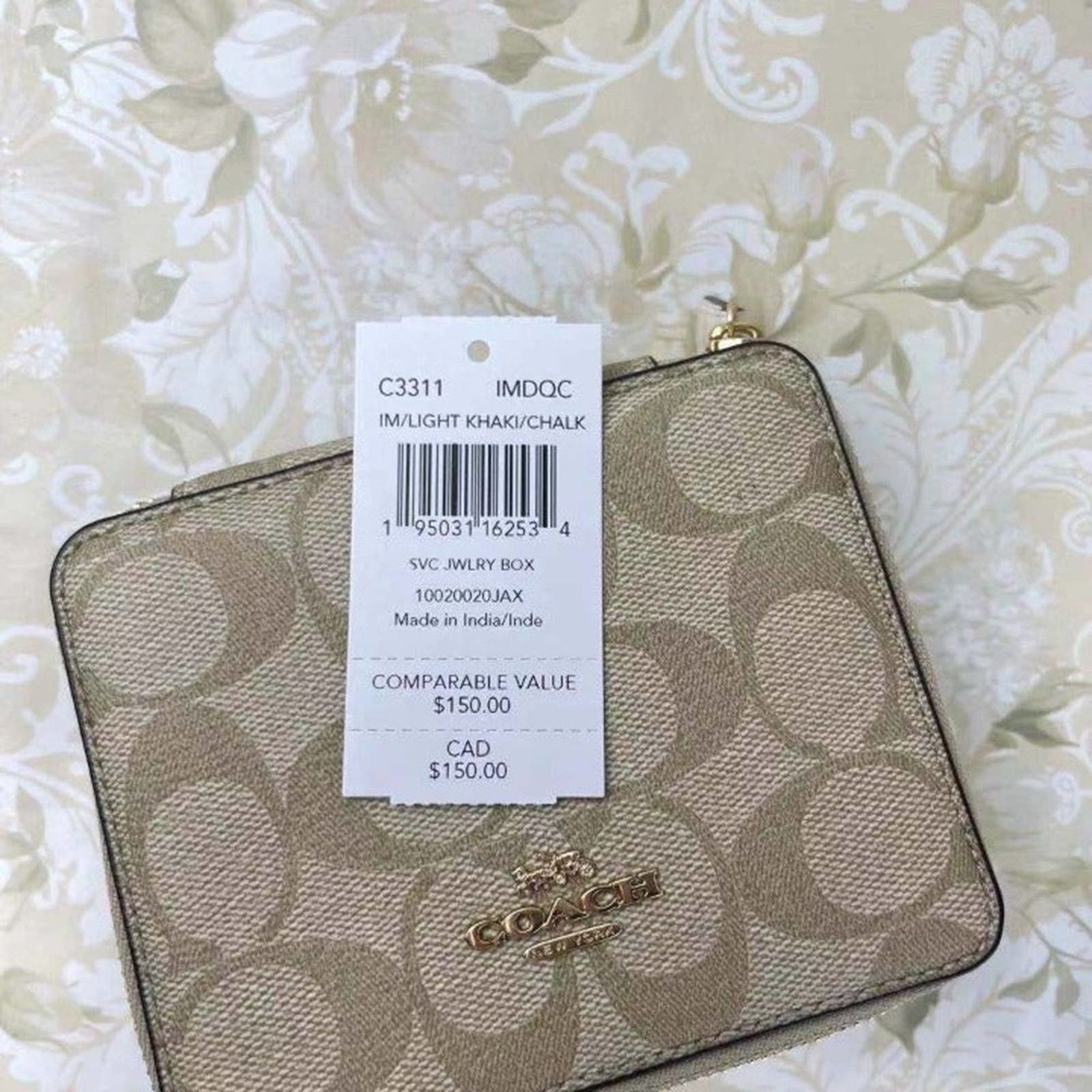 Coach Coach C3311 Large Signature Canvas Jewelry Box Light/Khaki Size ONE SIZE - 4 Thumbnail