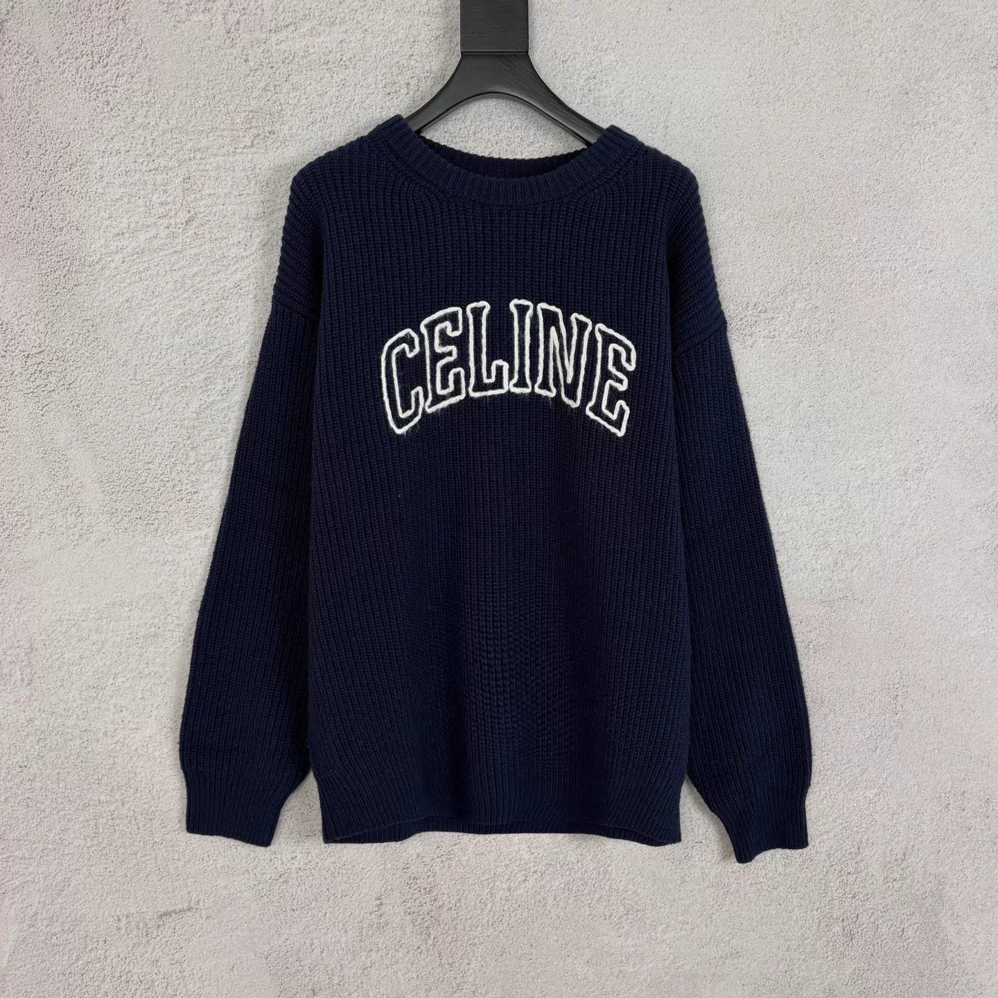 Celine Celine Logo Embroidered Crew LS Sweater Blue XS New Size XS / US 0-2 / IT 36-38 - 1 Thumbnail