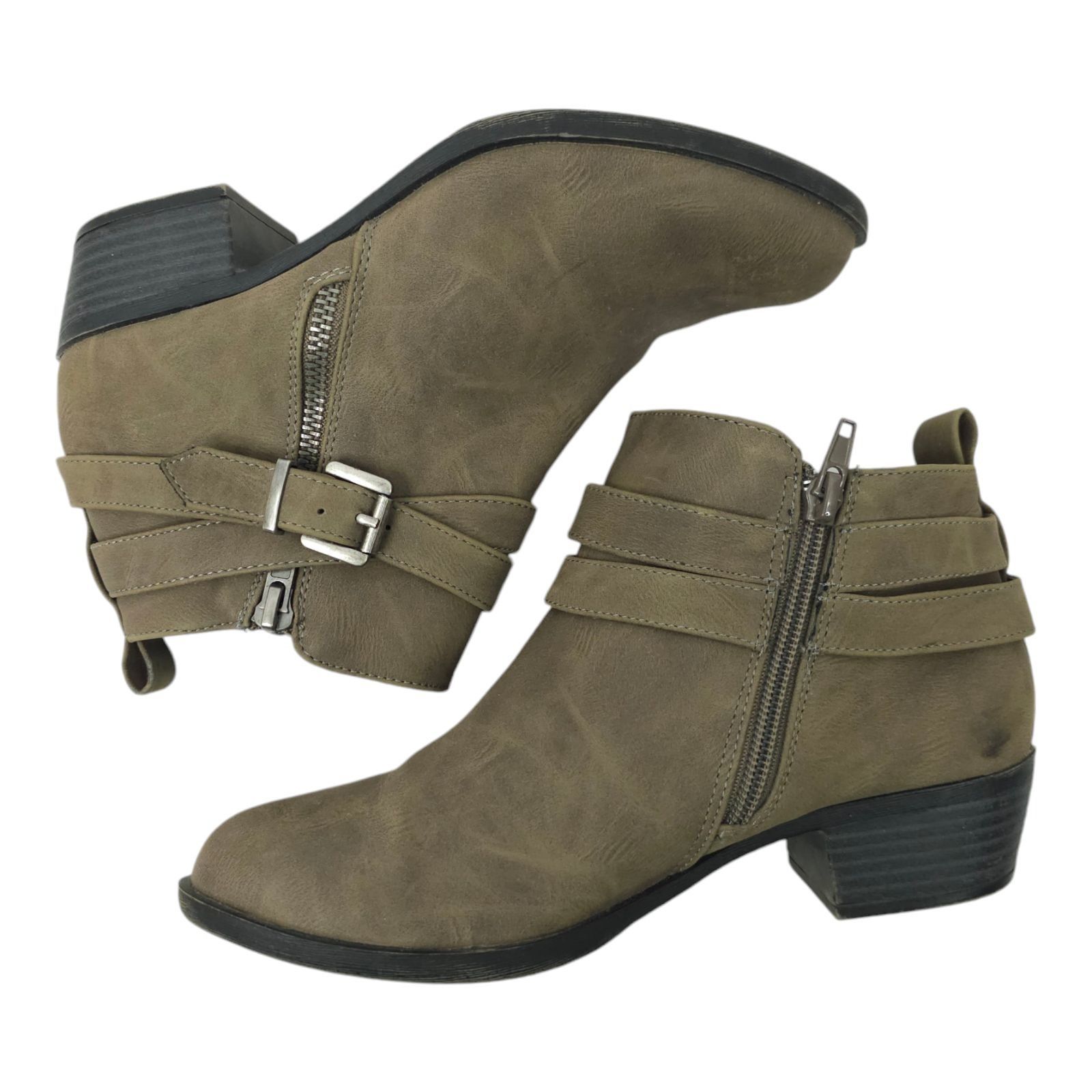 Other Madden Girl Beckk Ankle Boots 7 M Taupe Zip Double Strap Size US 7 / IT 37 - 4 Thumbnail