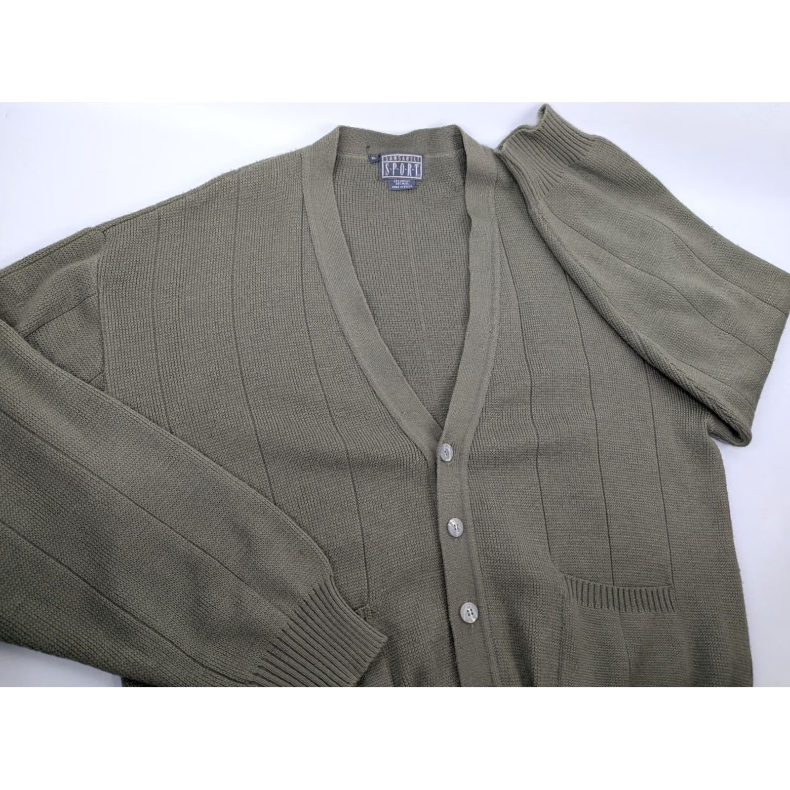 Vintage VINTAGE Sansabelt Sport Cardigan Sweater Mens XL Green Geometric Knit 80s 90s Grunge Grandpa Size US XL / EU 56 / 4 - 2 Thumbnail