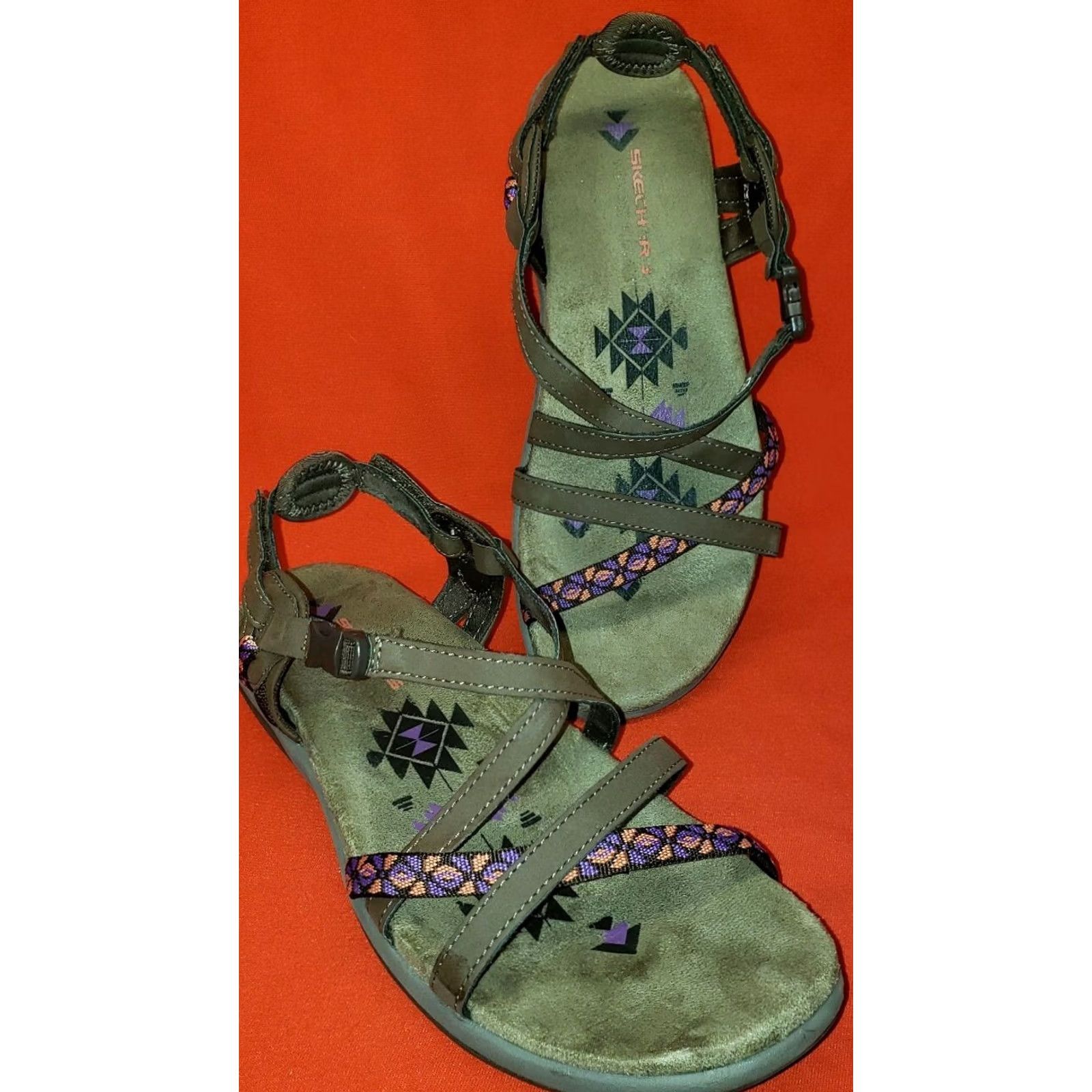 SKECHERS Skechers Women's Strappy Footbed Sandals Size 9M Brown Multicolored Accent Strap Casual Womens Shoes Size US 9 / IT 39 - 2 Thumbnail