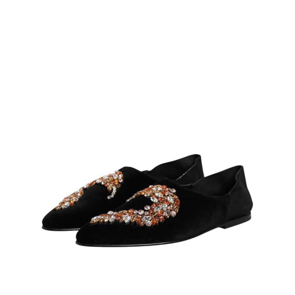 Dolce & Gabbana Dolce & Gabbana Black Velvet Embellished Loafer Slip On Shoe Size US 10 / EU 43 - 4 Thumbnail