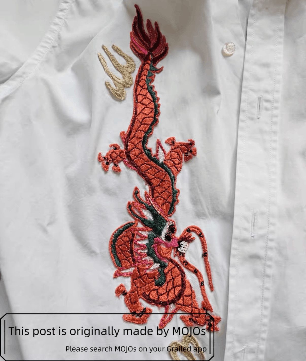 Gucci Sz 38 Gucci Dragon Stitch Shirt mojos4023 Size US M / EU 48-50 / 2 - 5 Thumbnail