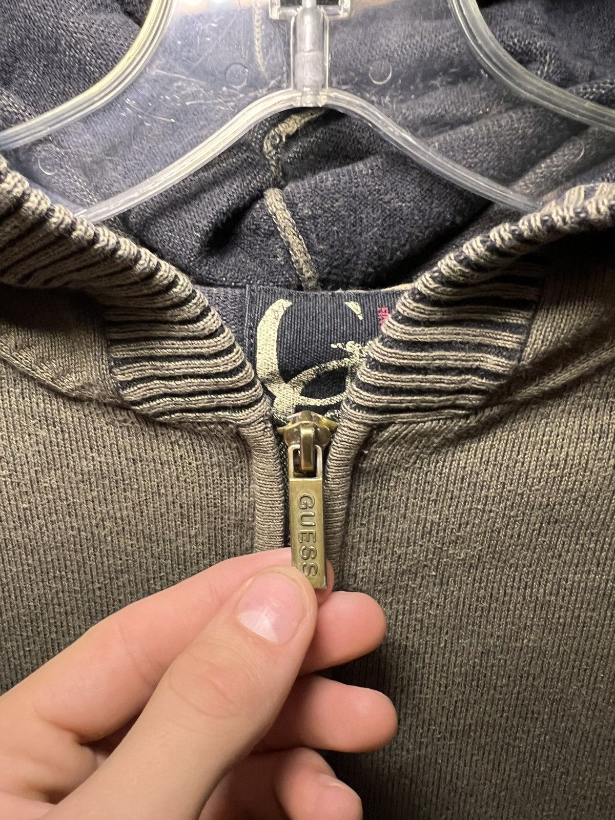 Guess Vintage Guess acid wash knit ribbed zip-up hoodie Size US XL / EU 56 / 4 - 10 Thumbnail