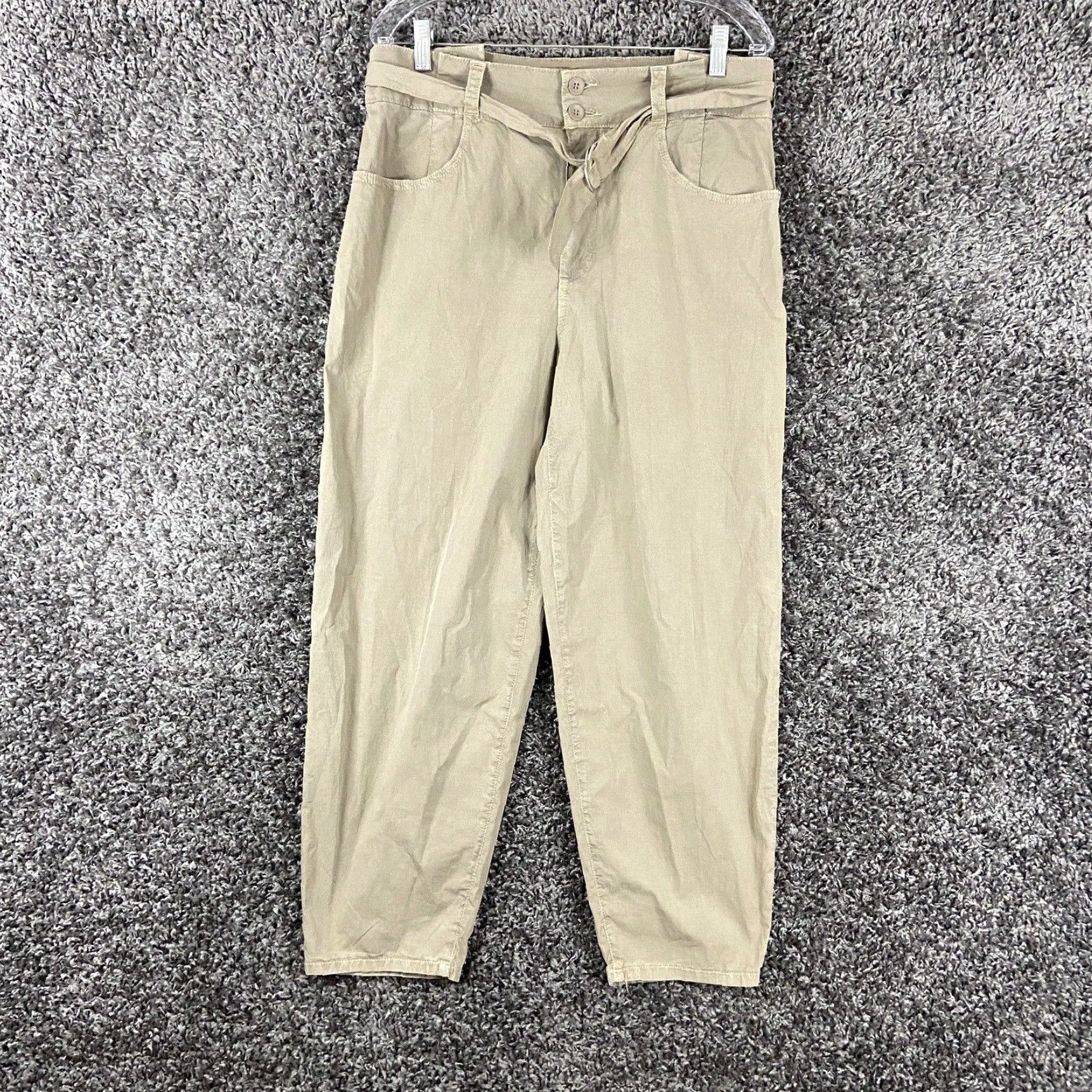 Zara VINTAGE Zara Beige Women's Chino Pants Large with Belt Pockets Size 36" / US 14 / IT 50 - 1 Thumbnail