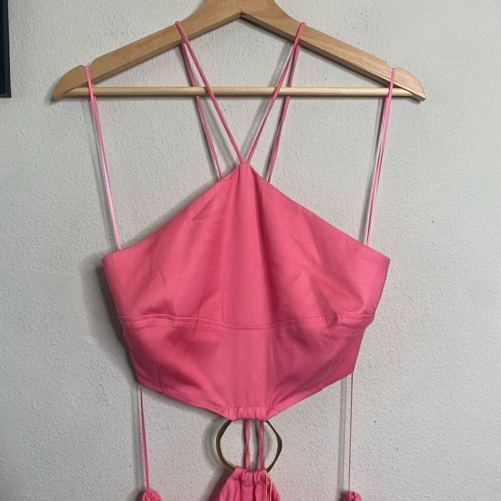 Cult Gaia Cult Gaia Dress Pink Halter Cut Out O-ring Midi Dress Size L Size L / US 10 / IT 46 - 4 Thumbnail