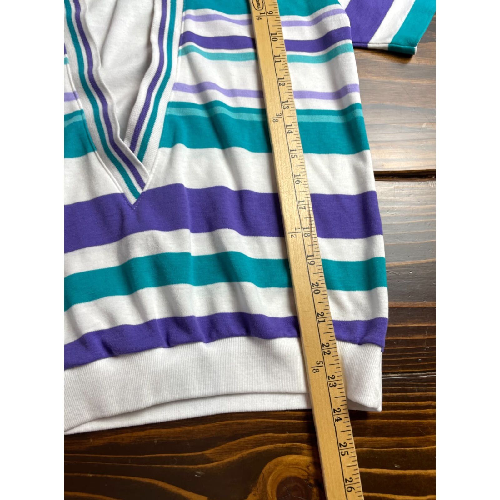 Jantzen JANTZEN Classics Sweater Women's L Multicolor Striped V-Neck Short Sleeve Pullover Knit Shirt Size L / US 10 / IT 46 - 7 Thumbnail