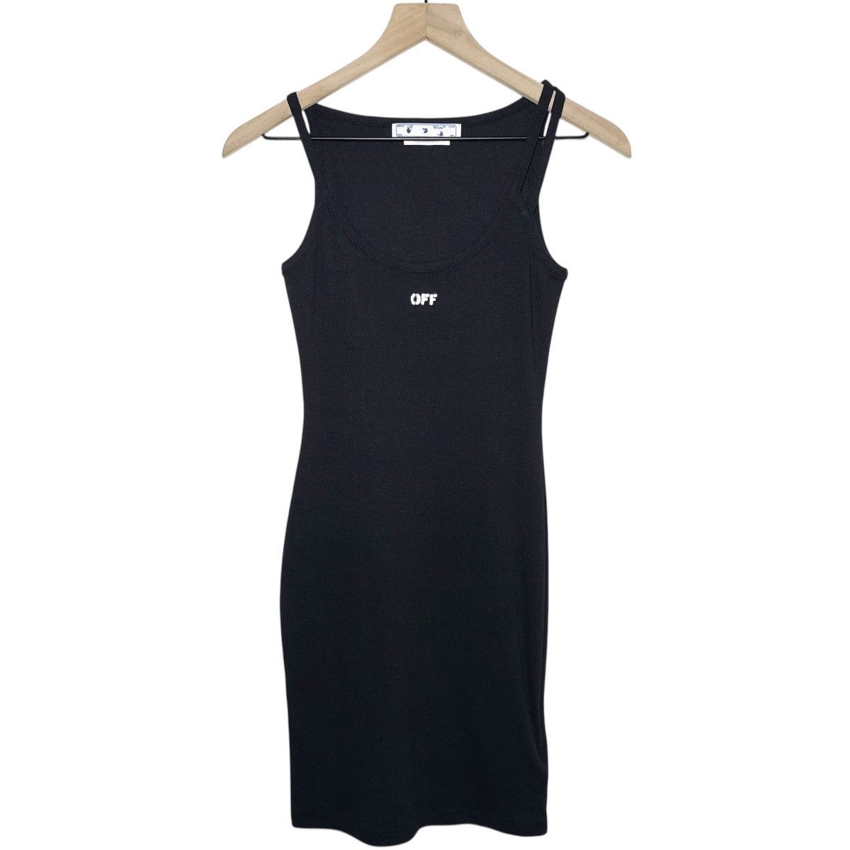Off-White Off Stamp Basic Rib Dress in Black