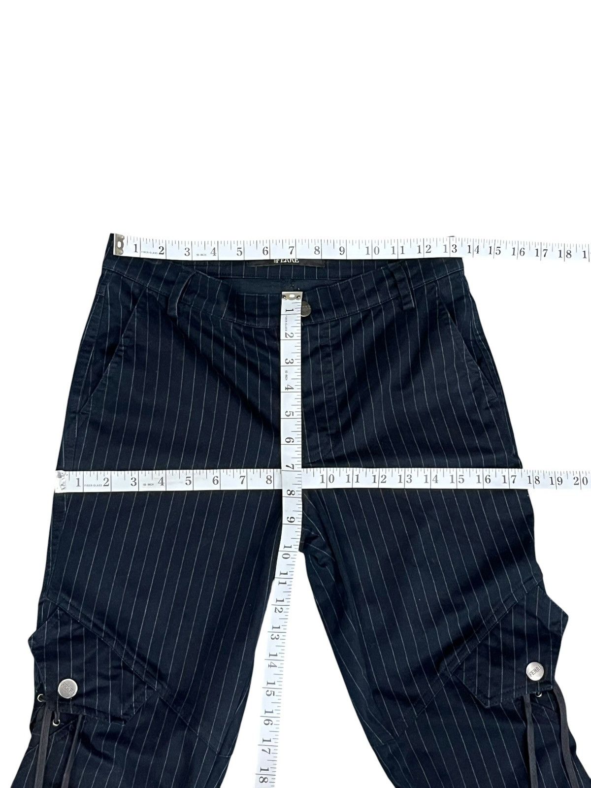 Ferre 🔥Vtg FERRE Avant Garde Pinstripe Slanted Lace Up Cargo Pants Size 26" / US 2 / IT 38 - 9 Thumbnail