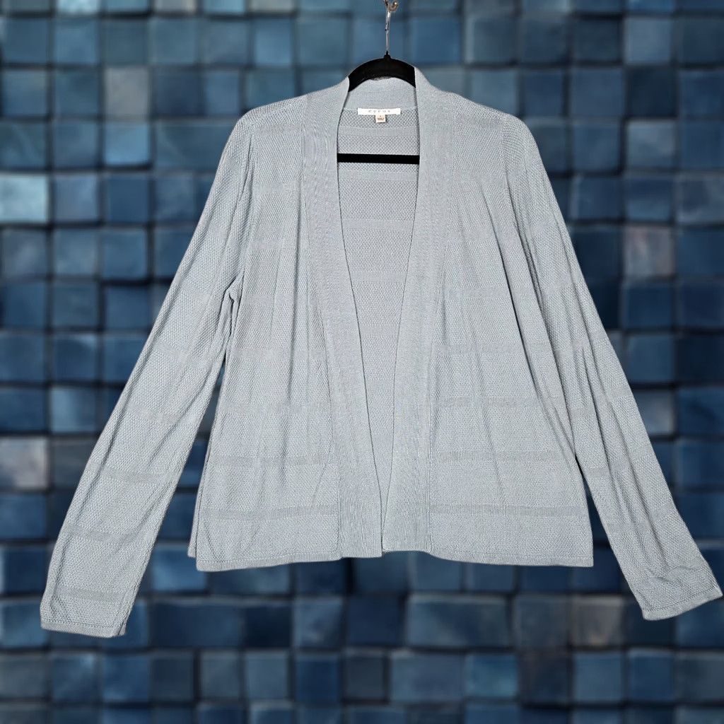 Vintage Cyrus Women’s Lightweight Open Front Cardigan Long Sleeve L V-Neck Blue Solid Knit Sweater Top Adults Womens Size L / US 10 / IT 46 - 1 Thumbnail