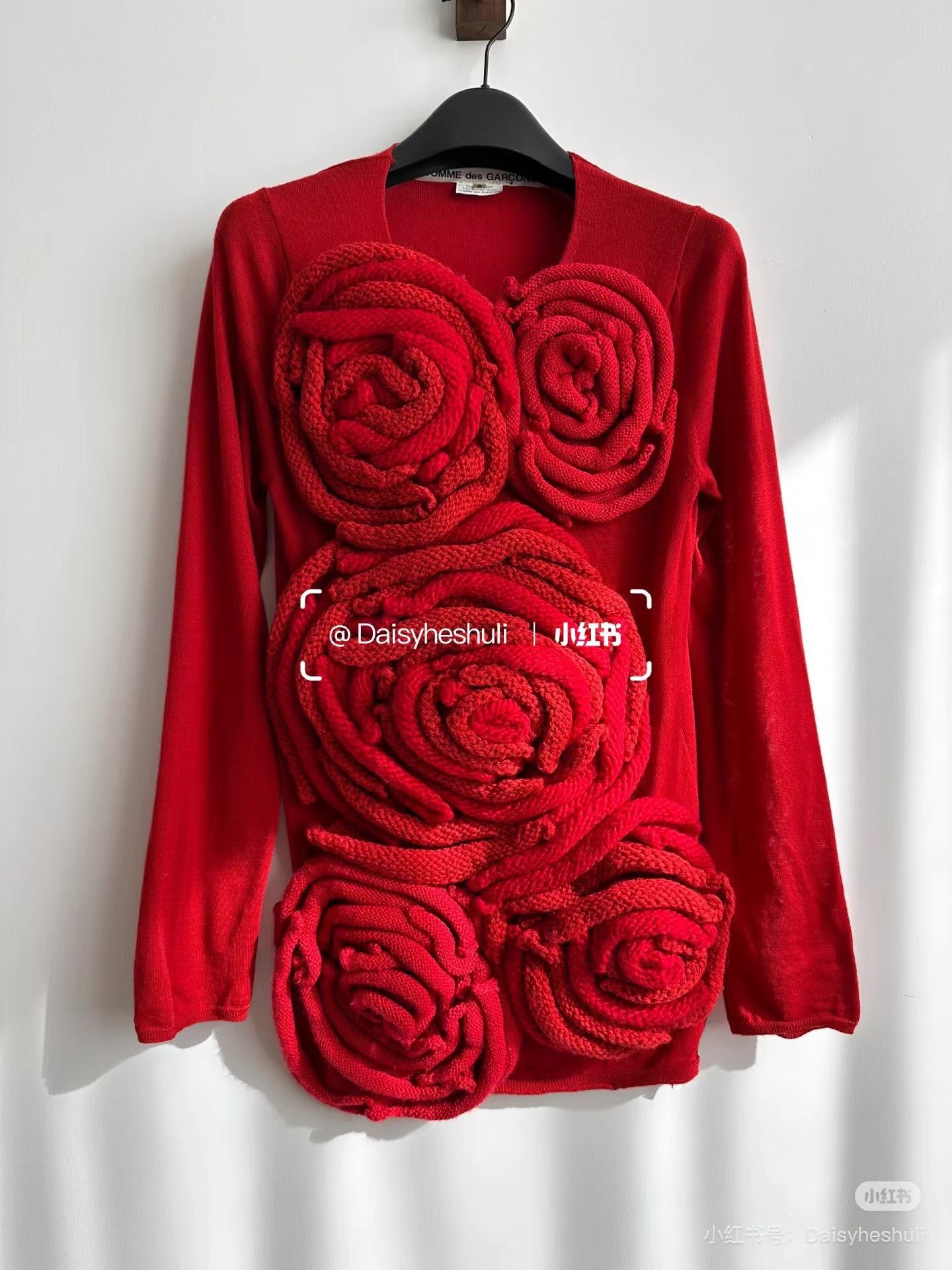 Comme des Garcons Comme des Garçons CDG Main Line Rose Floral Knit Sweater Ｑ24 Size S / US 4 / IT 40 - 1 Thumbnail
