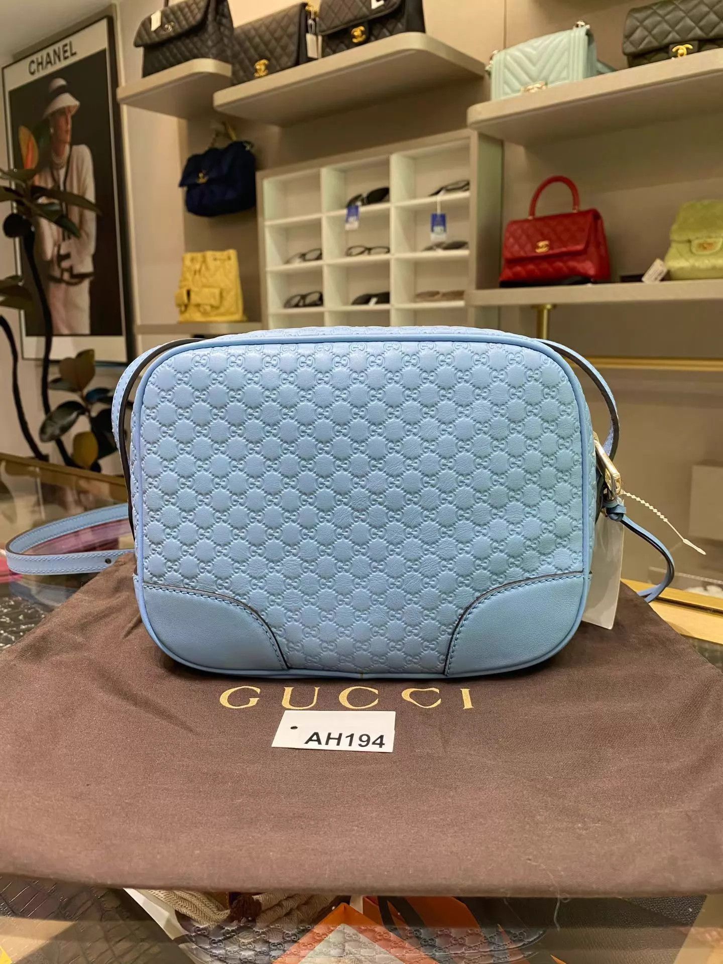 Gucci Gucci Bree Camera Bag Light Blue MicroGG Calfskin 023 Size ONE SIZE - 1 Thumbnail
