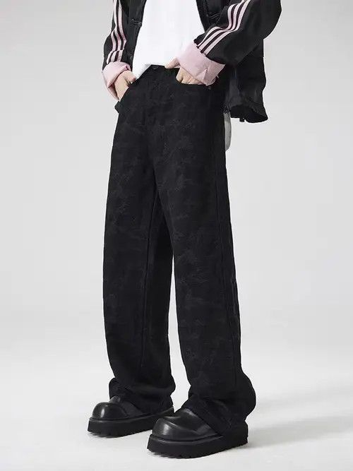 Japanese Brand Vintage street textured washed loose casual jeans Size US 32 / EU 48 - 1 Thumbnail