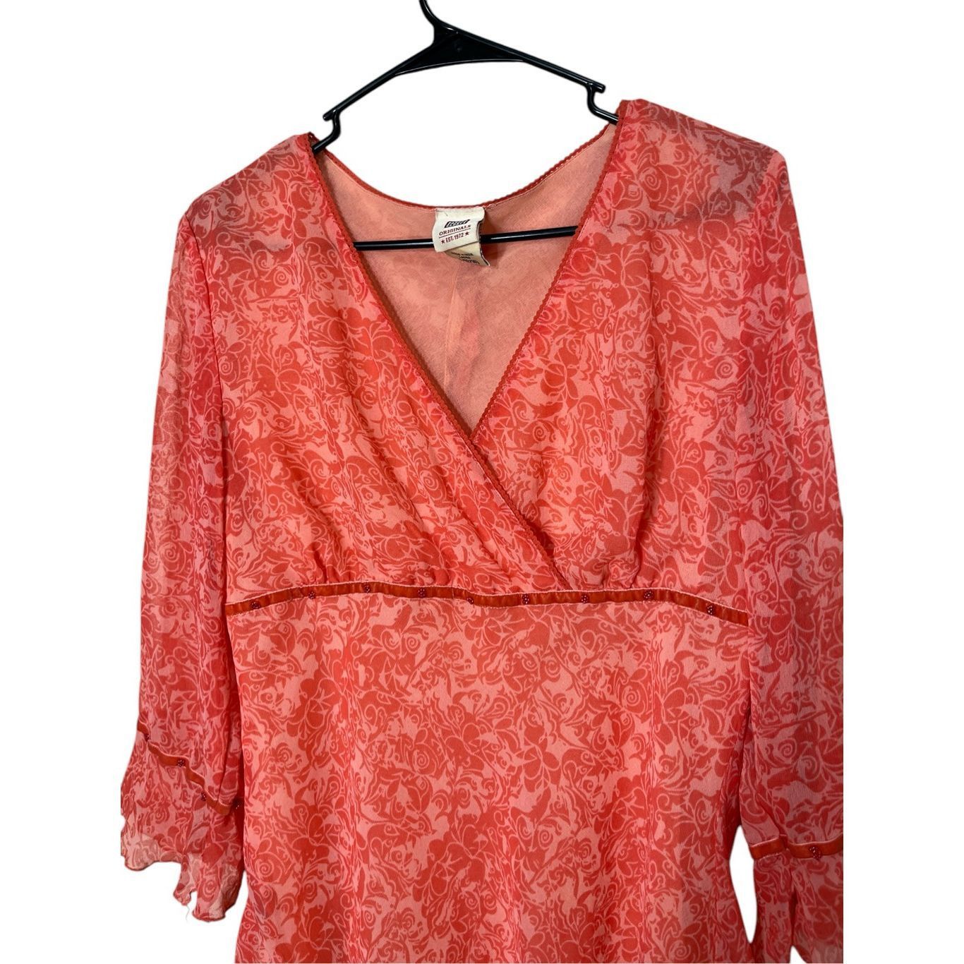 Faded Glory Vintage Faded Glory Y2K Pink Semi Sheer Blouse Size L Size L / US 10 / IT 46 - 2 Thumbnail