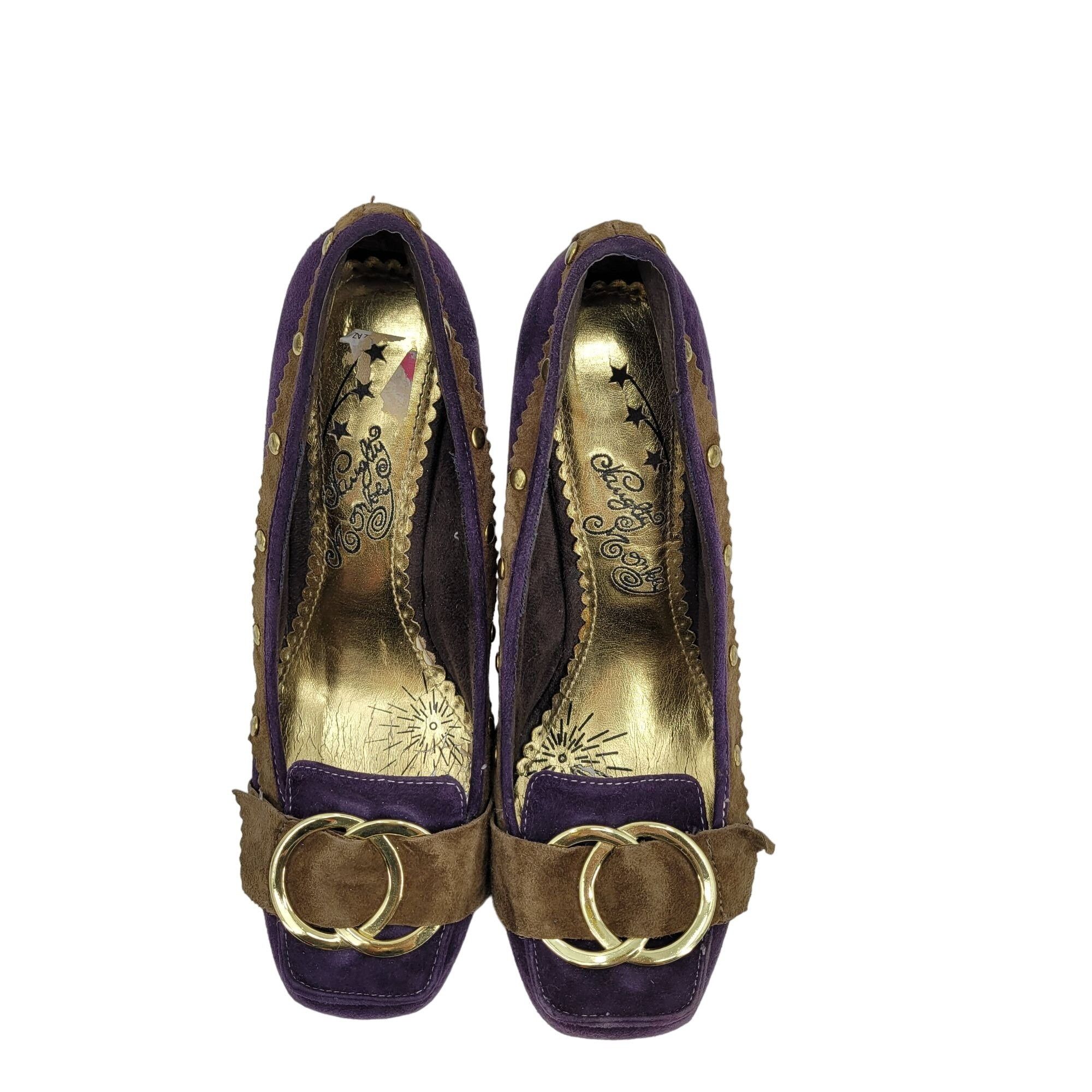 Other Naughty Monkey Heels Pumps Leather Purple Pirate Witchcore G Size US 8.5 / IT 38.5 - 8 Thumbnail