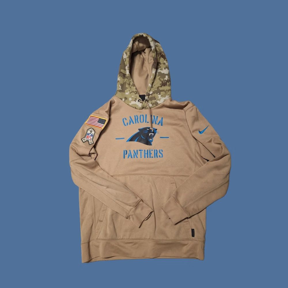 Nike Carolina Panthers Hoodie M Beige Camo Military Salute To Service Mens, Men's