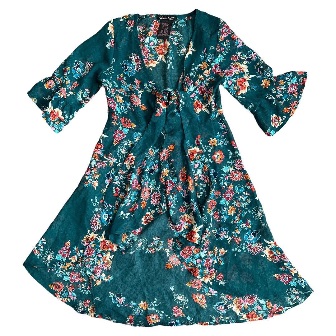 Other Xtraordinary Green Floral Print Short Sleeve Cardigan, M Size M / US 6-8 / IT 42-44 - 2 Thumbnail