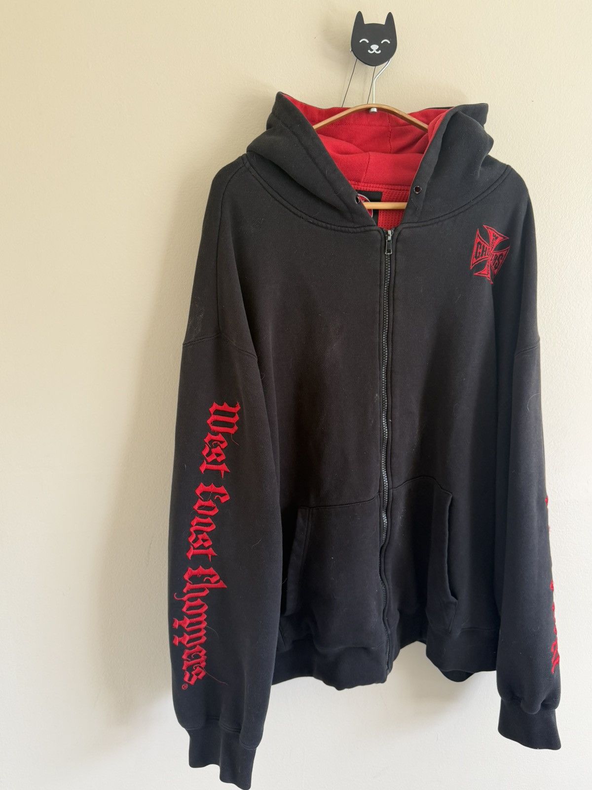 West Coast Choppers West Coast Choppers Vintage Black Red Zip Up Hoodie Size XXL Size US L / EU 52-54 / 3 - 3 Thumbnail