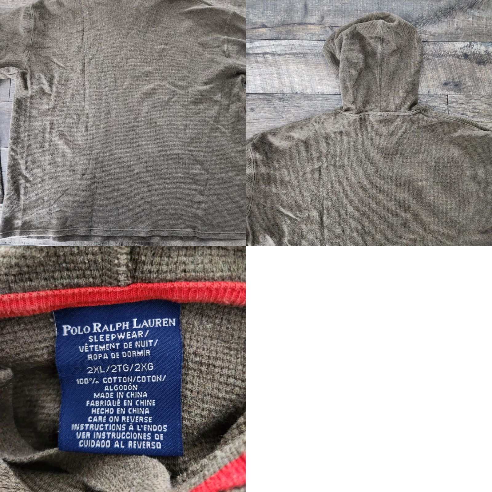 Polo Ralph Lauren Polo Ralph Lauren Hoodie Mens XL Green Olive Waffle Knit Thermal Lounge Wear Pullover Hooded Pockets Embroidered Crew Neck Classic Size US XL / EU 56 / 4 - 8 Thumbnail