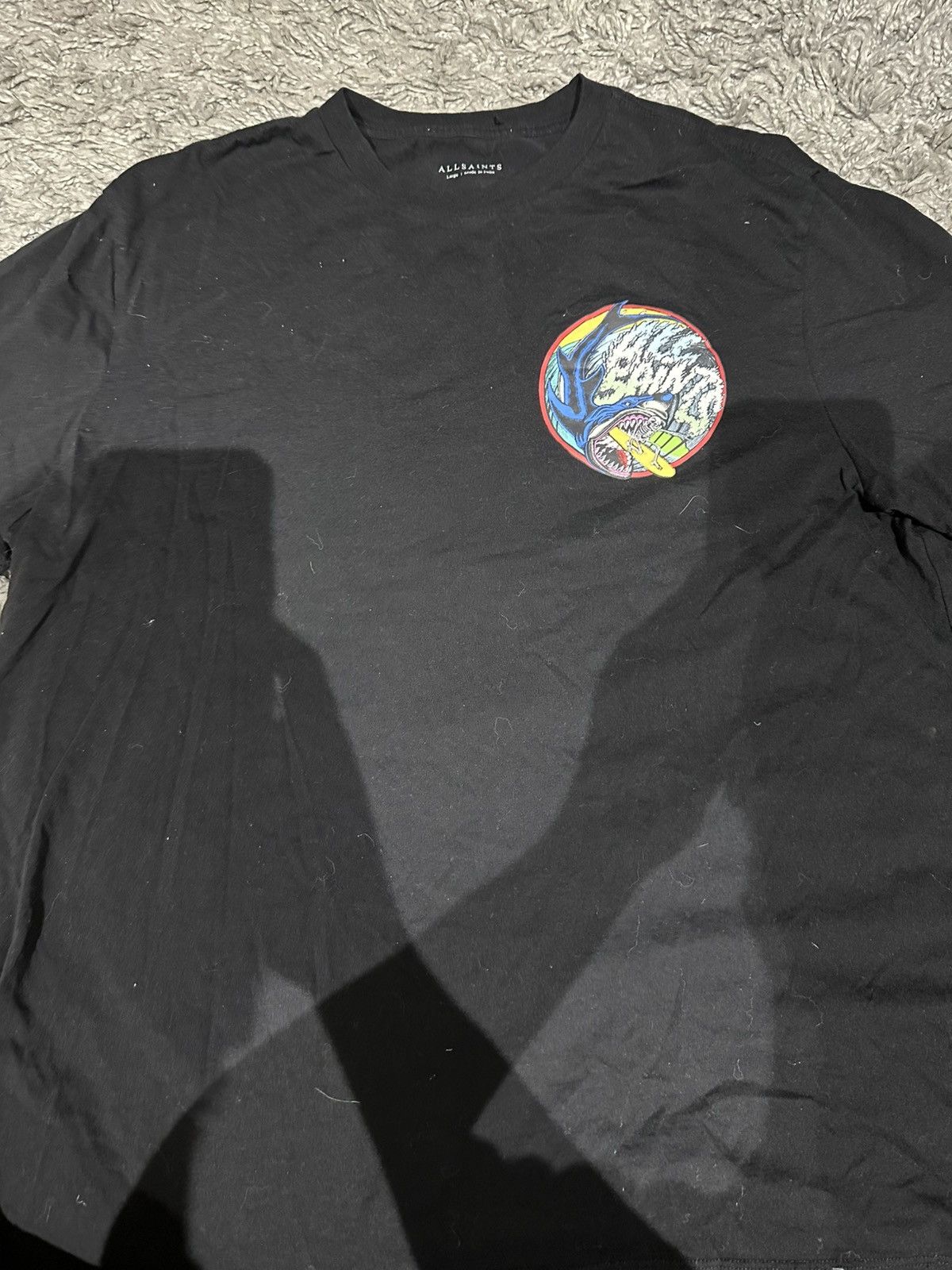 Allsaints × Vintage Allsaints Black Skeleton Shark Surfing Graphic Cotton Size US L / EU 52-54 / 3 - 4 Thumbnail