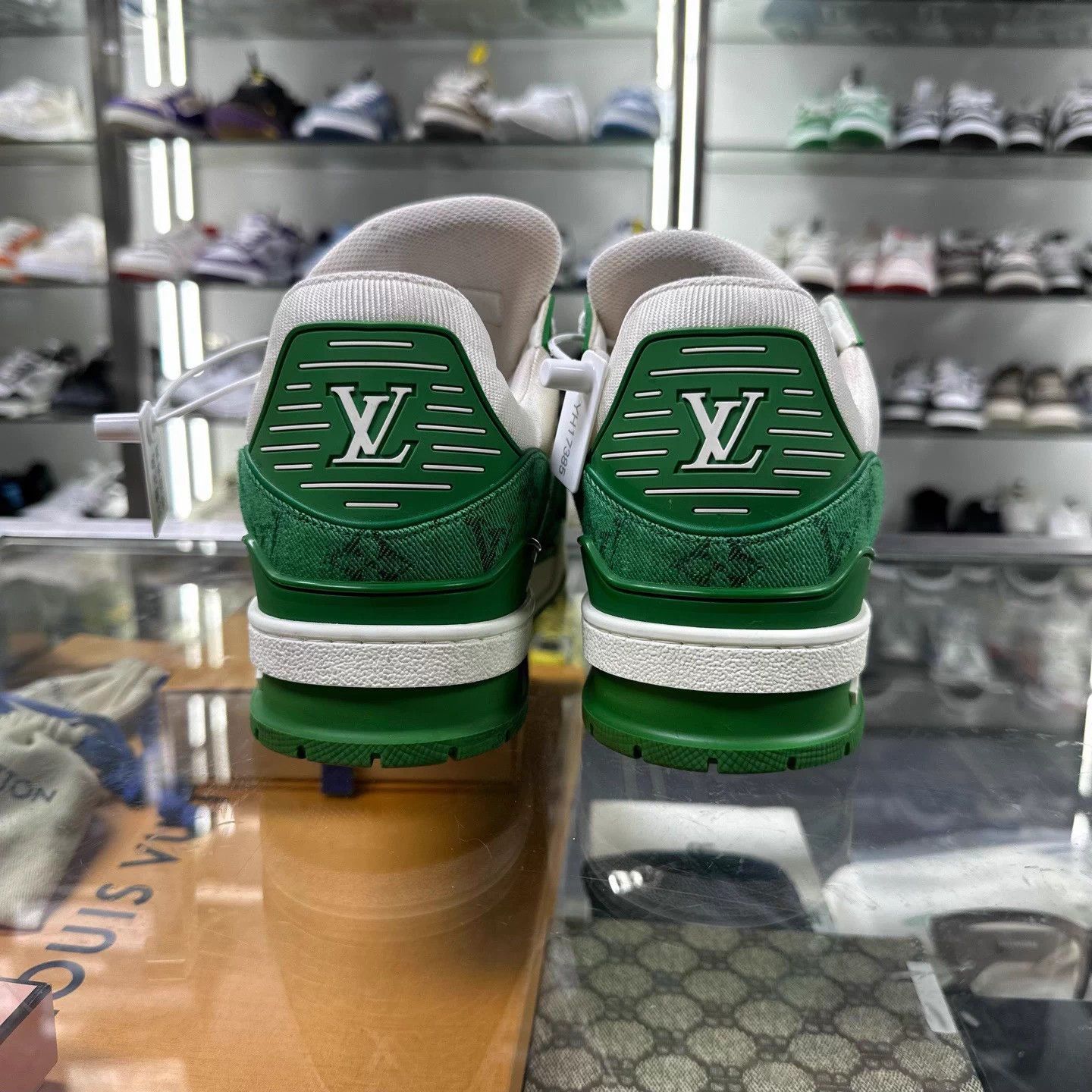 Louis Vuitton LV TRAINER white green denim UK6.5 Size US 6.5 / EU 39-40 - 6 Thumbnail