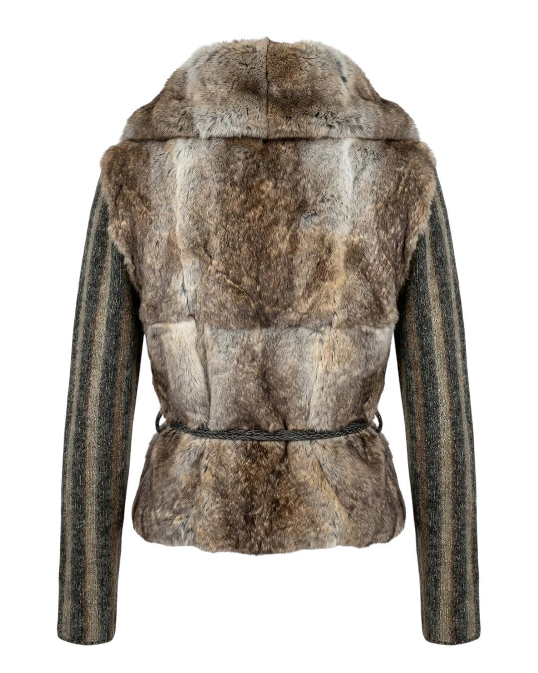 Roberto Cavalli REX RABBIT FUR HIGH NECK BELTED CROPED JACKET Size M / US 6-8 / IT 42-44 - 2 Thumbnail