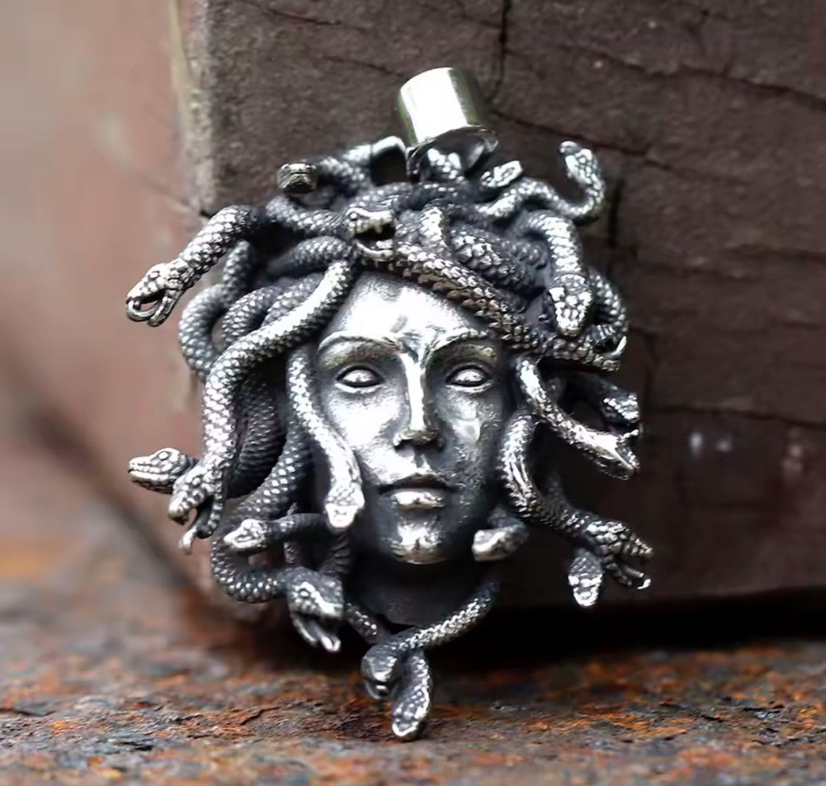 Japanese Brand Hip Hop 316L Stainless Steel Medusa Snake Pendant Necklace Size ONE SIZE - 3 Thumbnail