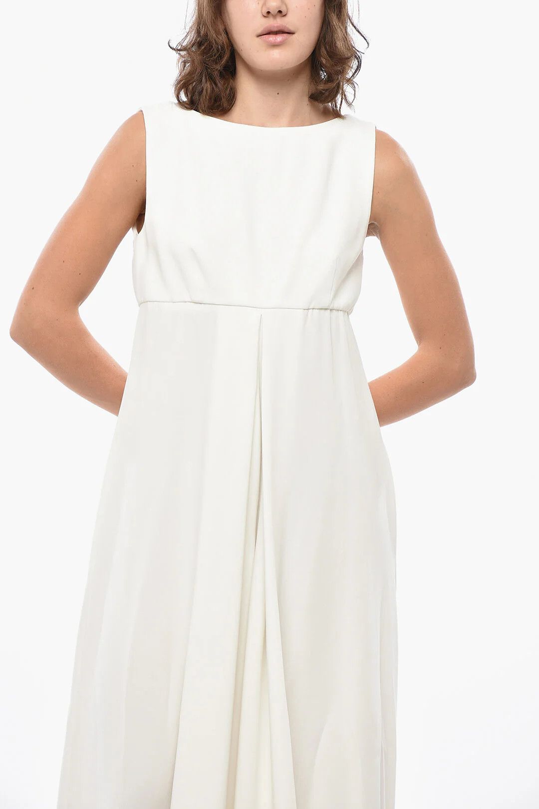 Max Mara og1mm0426 Super Wide-Leg Jumpsuit in White Size 27" / US 4 / IT 40 - 4 Thumbnail