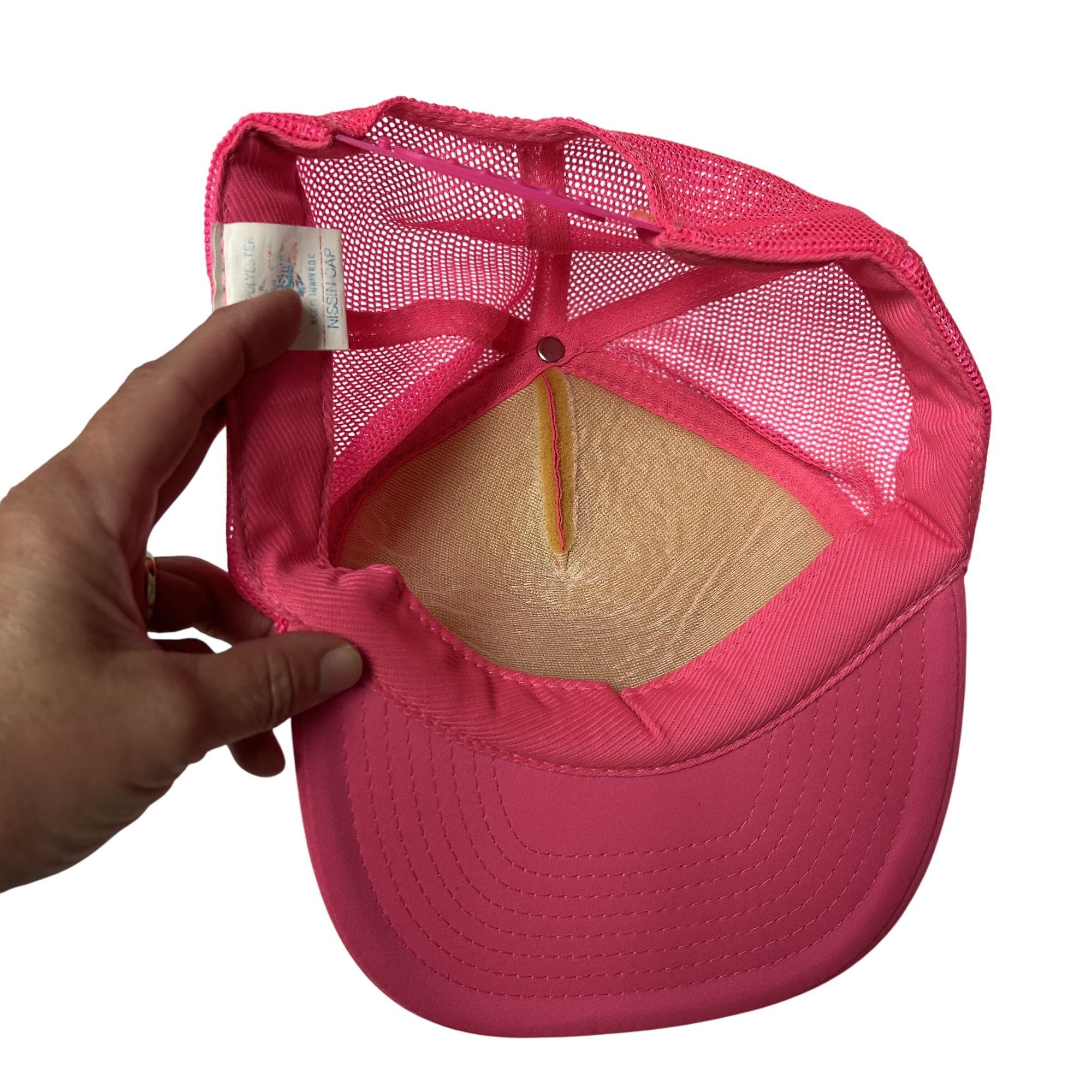 Nissan 90's NEON PINK Mesh TRUCKER Hat BLUE HORSE SALOON Snapback Size ONE SIZE - 5 Thumbnail