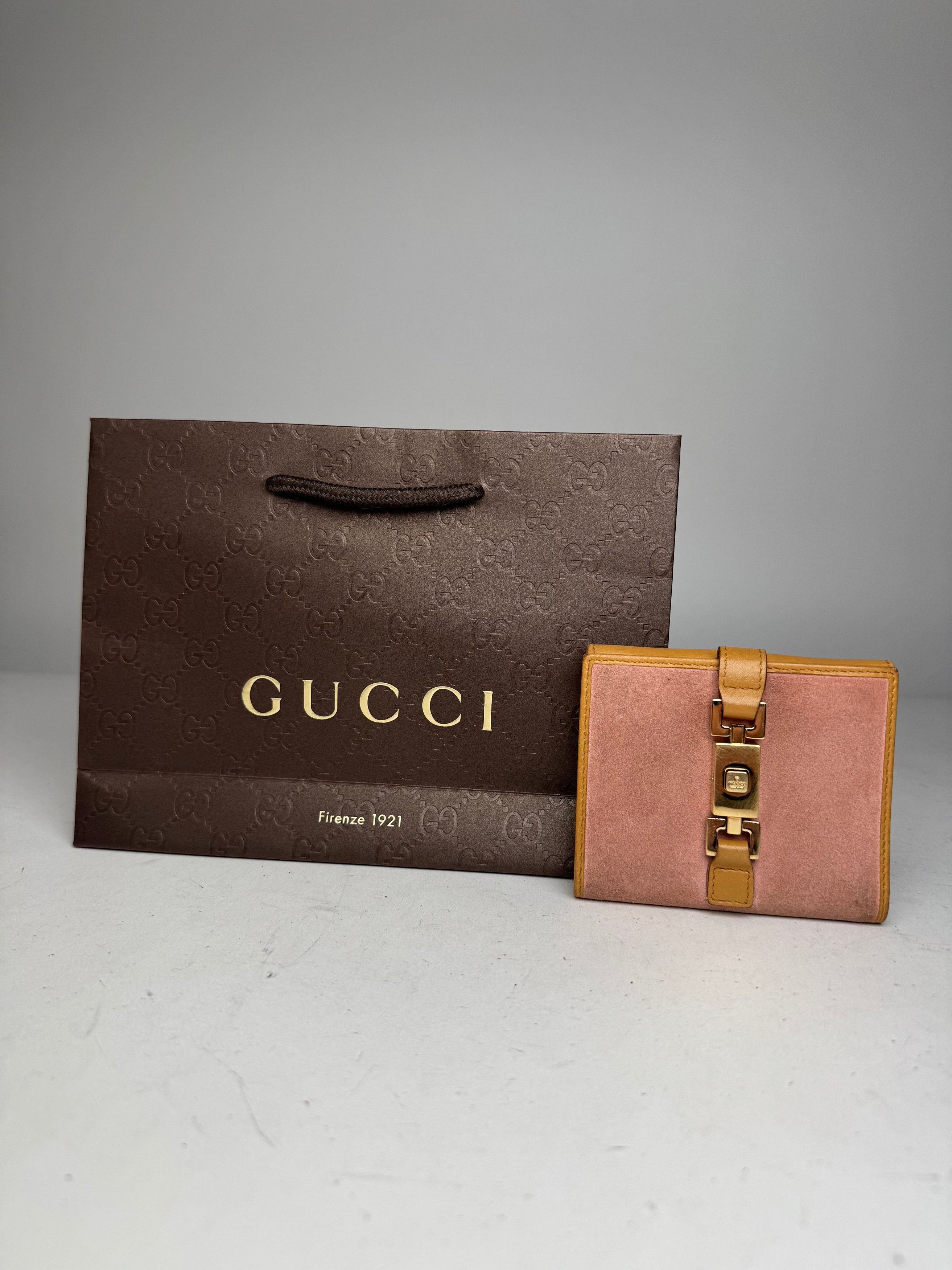 Gucci Vintage Suede Leather Jackie Wallet Pink Brown Size ONE SIZE - 1 Thumbnail