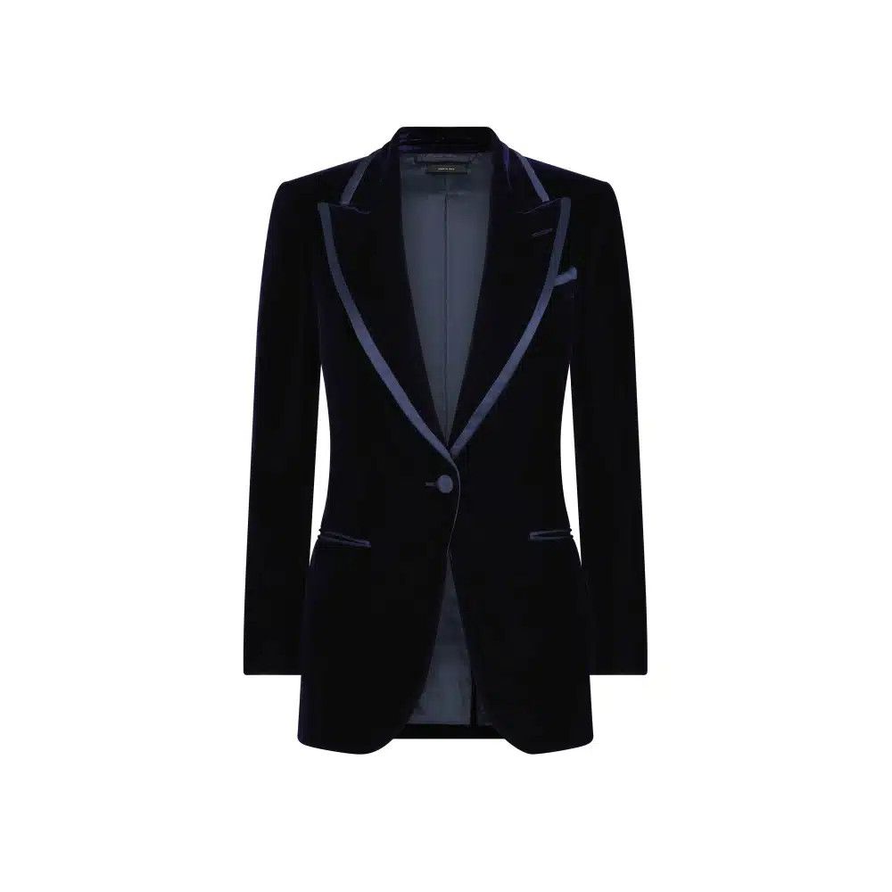 Tom Ford o1w1db10525 GI2969 Single-breasted Velvet Blazer in Blue Size S / US 4 / IT 40 - 1 Preview
