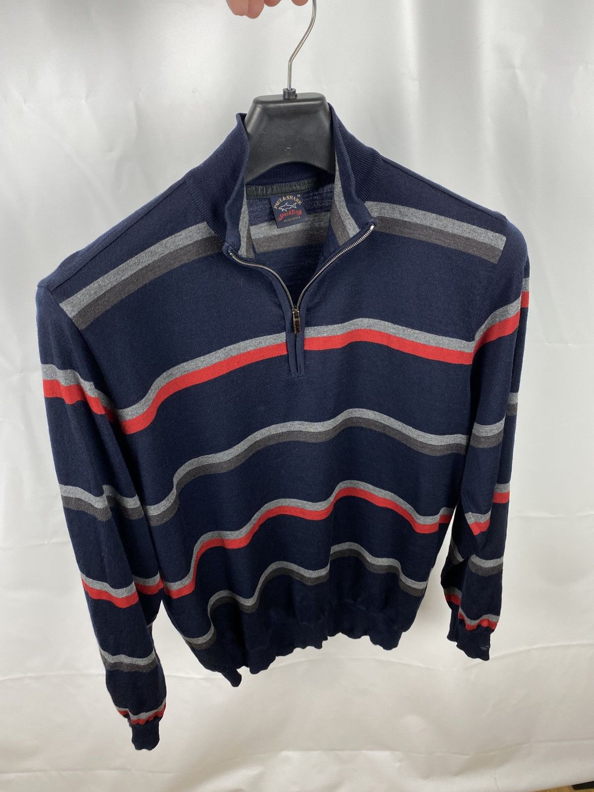 Paul & Shark Paul & Shark Striped Jumper 1/3 Zip Wool Mock Neck size M Size US M / EU 48-50 / 2 - 12 Thumbnail