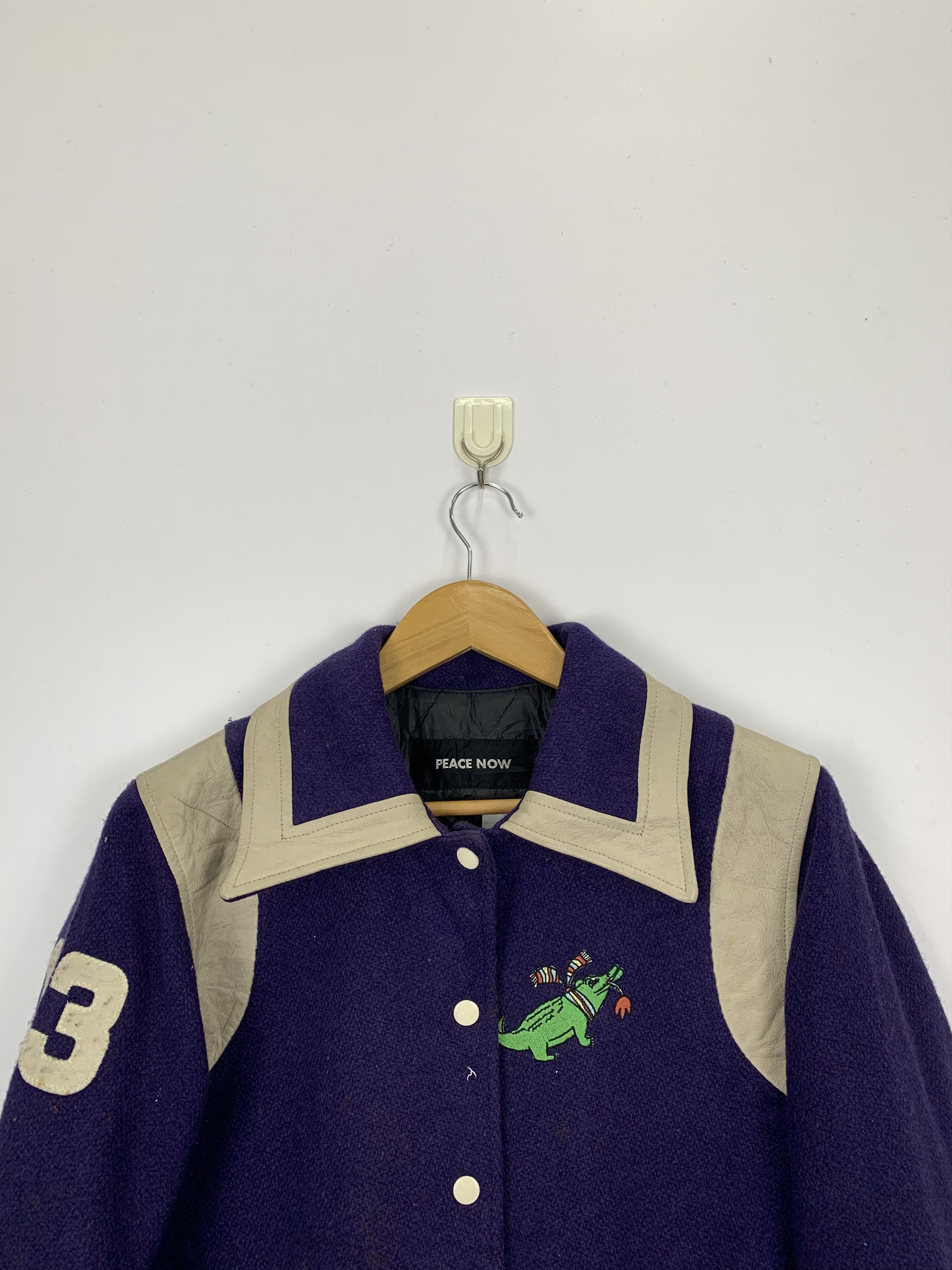 Vintage Vintage 80s Wool Leather Varsity Jacket Purple V0452 Size US M / EU 48-50 / 2 - 2 Thumbnail