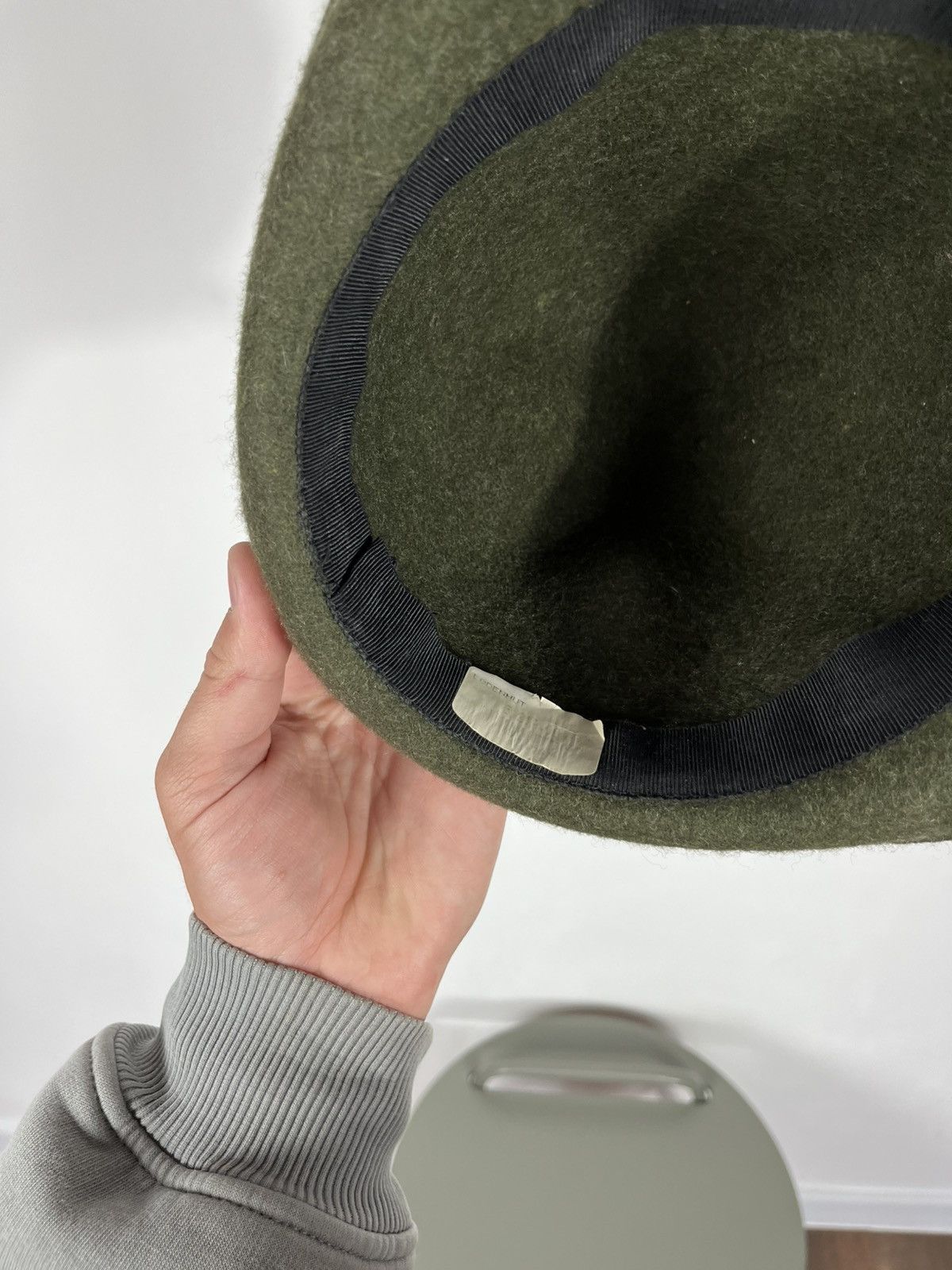 Vintage Traditional Wool Alpine Hat Green 54 cm Oktoberfest Style Size ONE SIZE - 8 Thumbnail