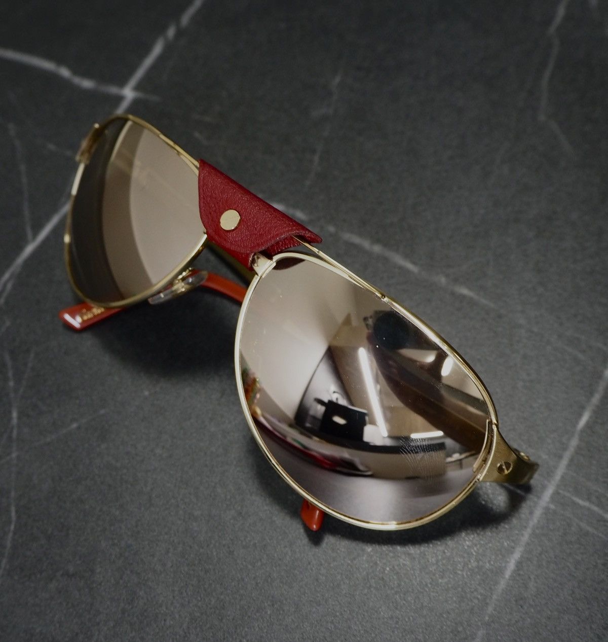 image of Cartier Santos Dumont Sunglasses in Gold, Men's