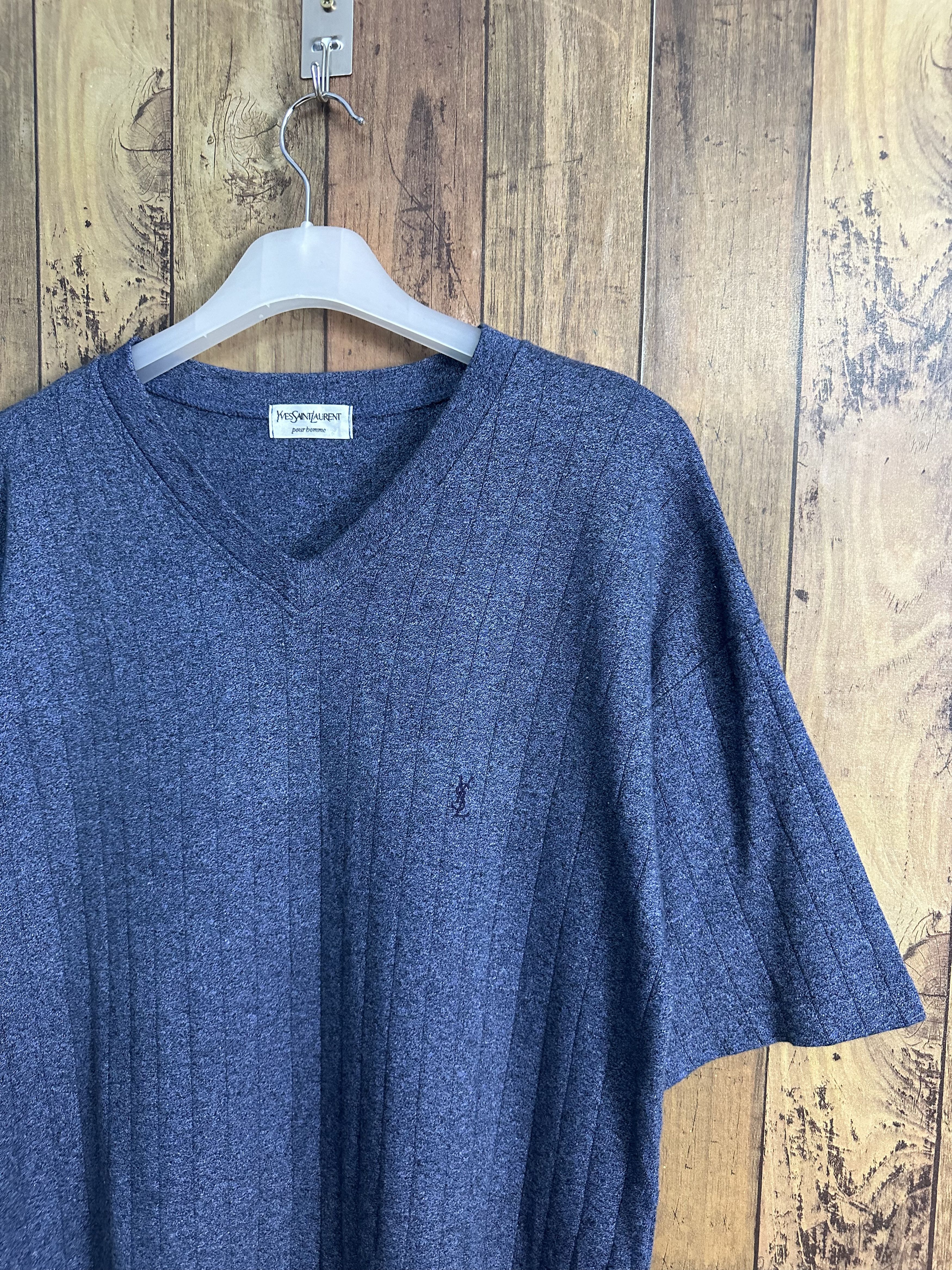 Vintage Vintage YSL Pour Homme Vneck Shirt A339 Size US S / EU 44-46 / 1 - 2 Thumbnail
